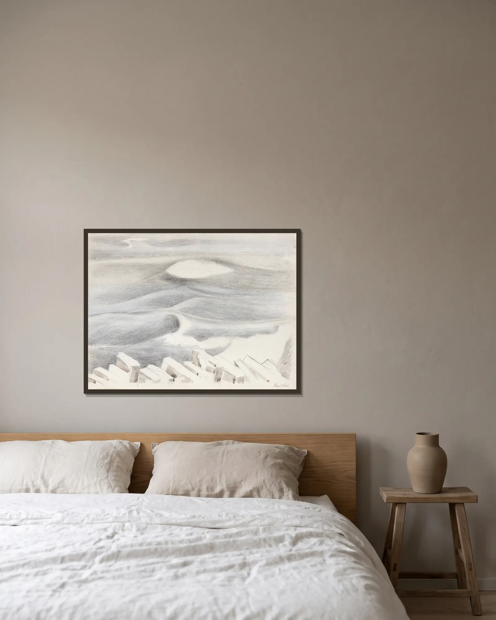 Waves av Paul Nash inramad på en vägg