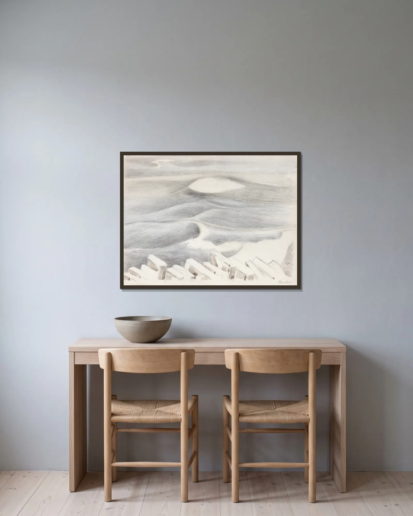 Waves av Paul Nash inramad på en vägg