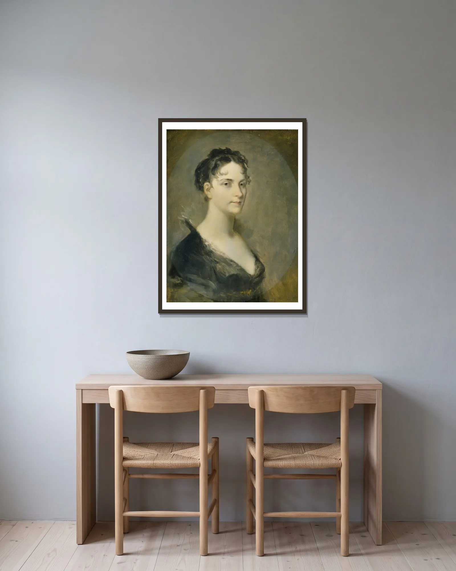 The Empress Joséphine av Pierre-Paul Prud'hon inramad på en vägg