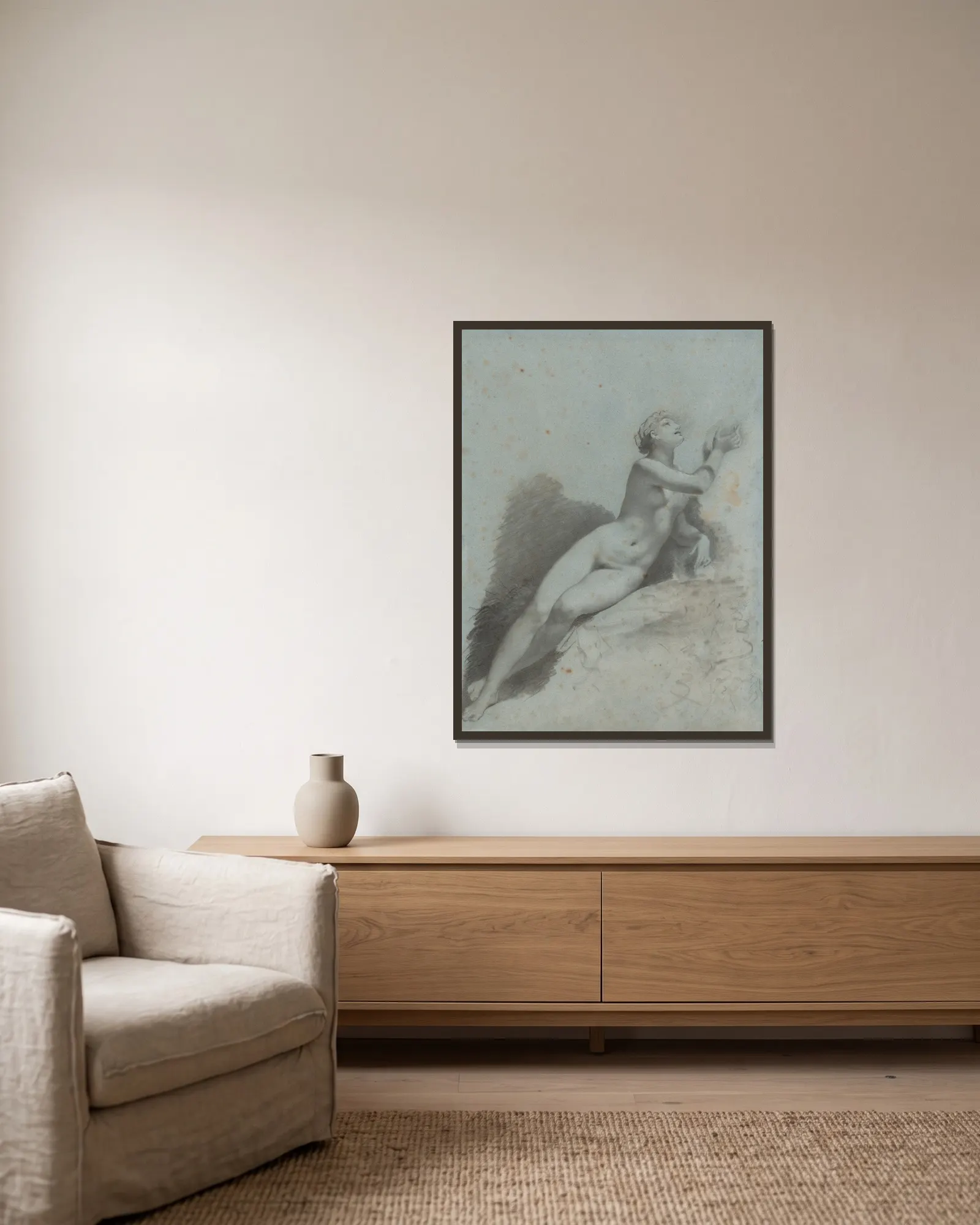Venus av Pierre-Paul Prud'hon inramad på en vägg