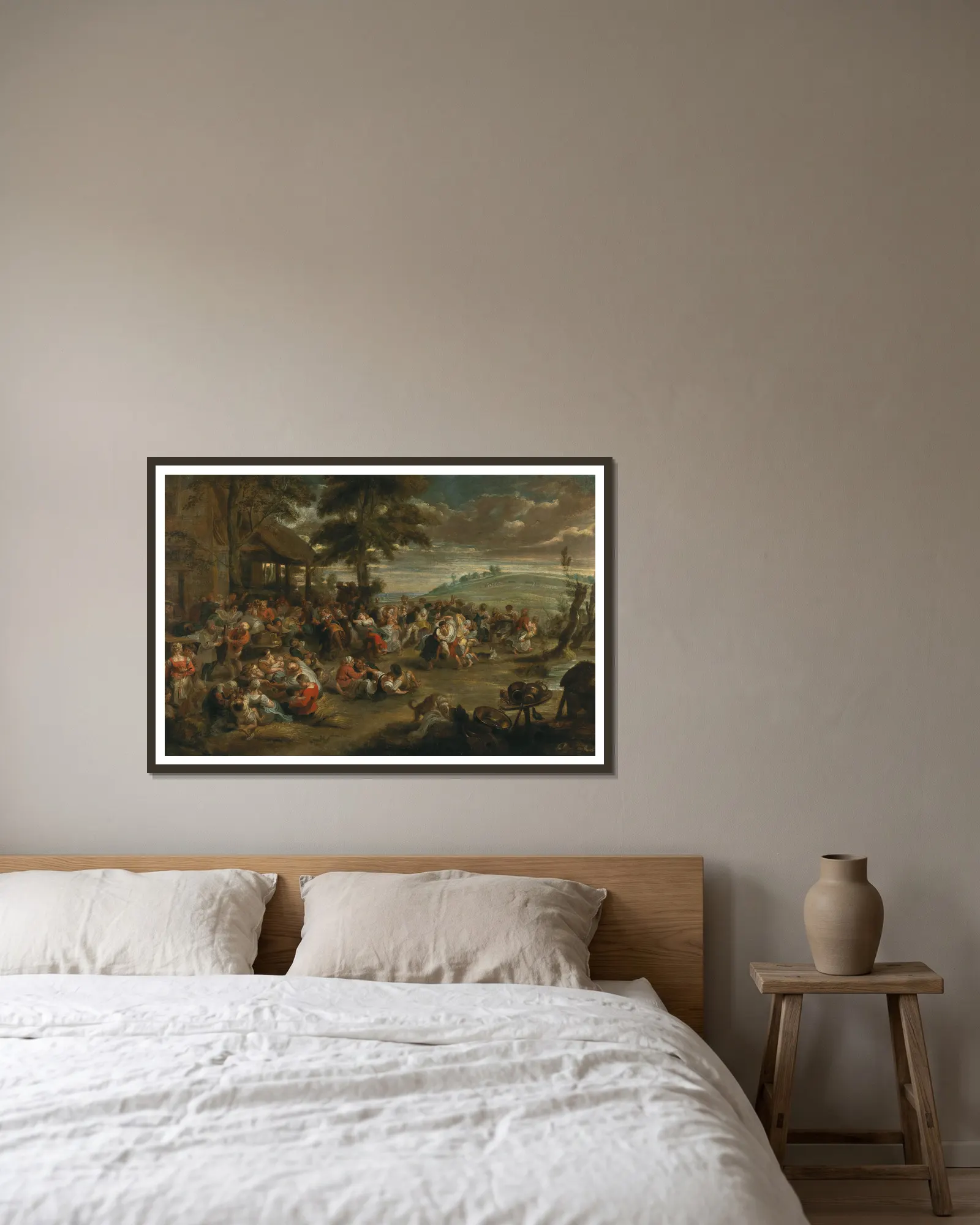 A Village Feast av Follower of Peter Paul Rubens inramad på en vägg