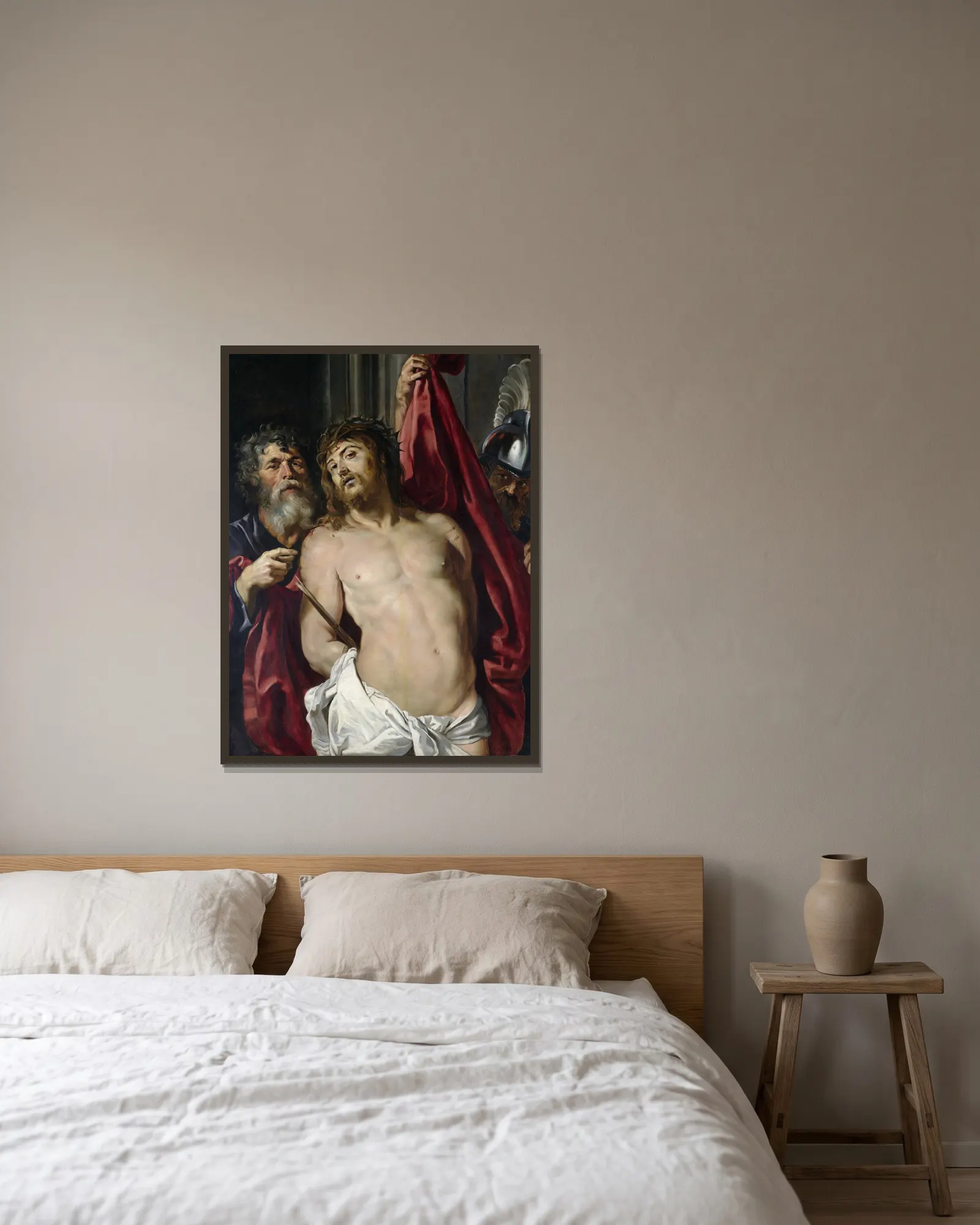 Ecce homo av Peter Paul Rubens inramad på en vägg