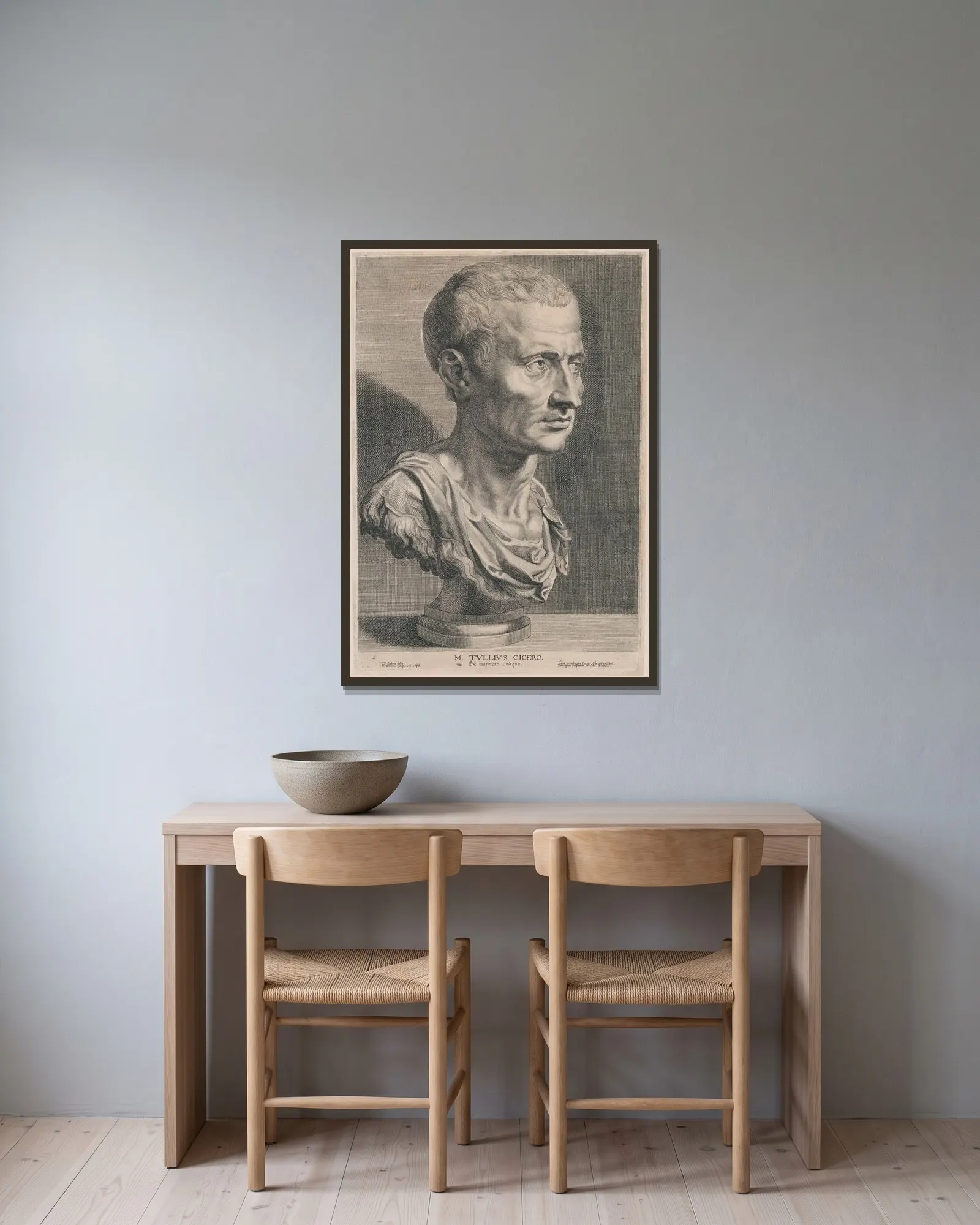 Marcus Tullius Cicero av Peter Paul Rubens inramad på en vägg