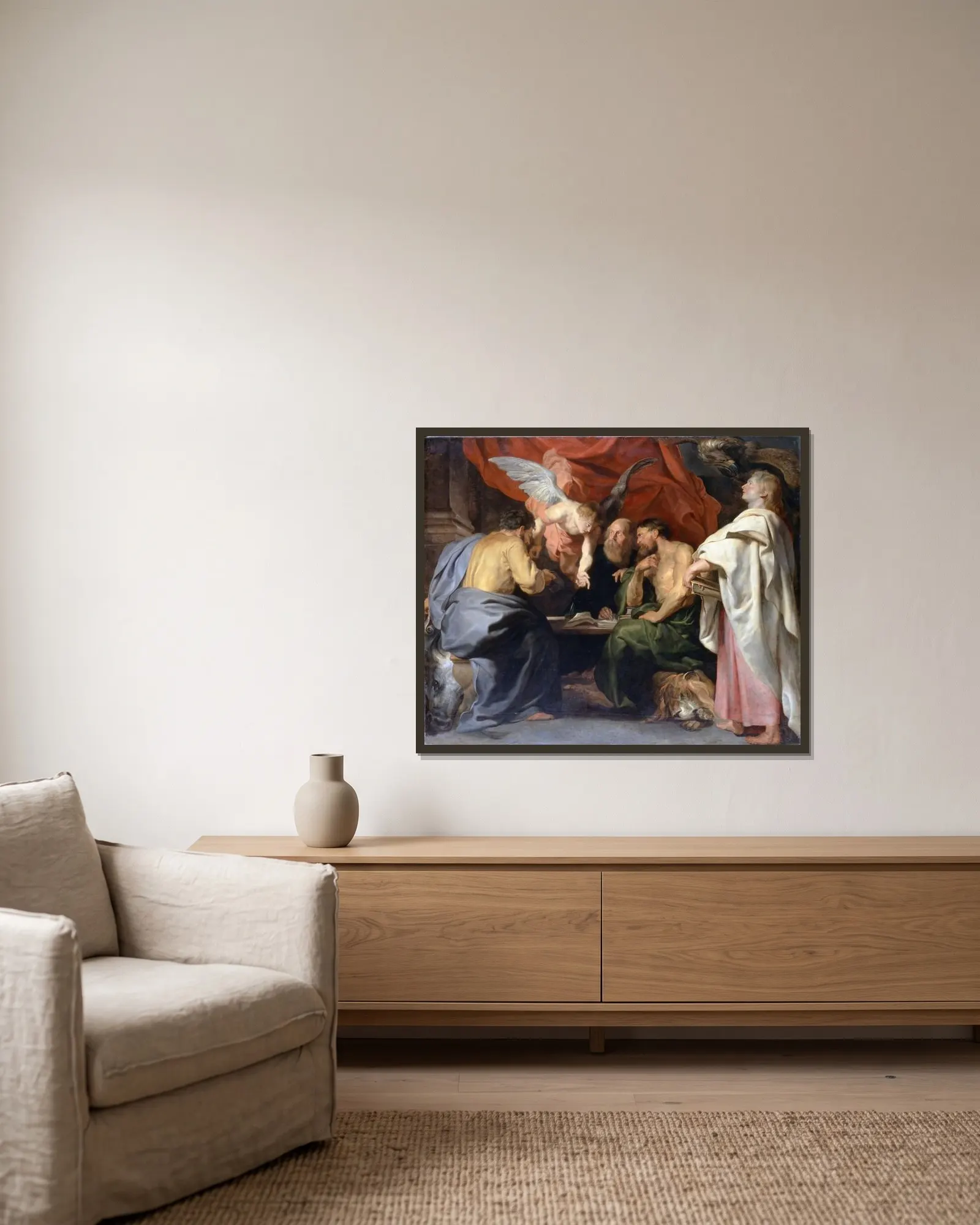 The four Evangelists av Peter Paul Rubens inramad på en vägg