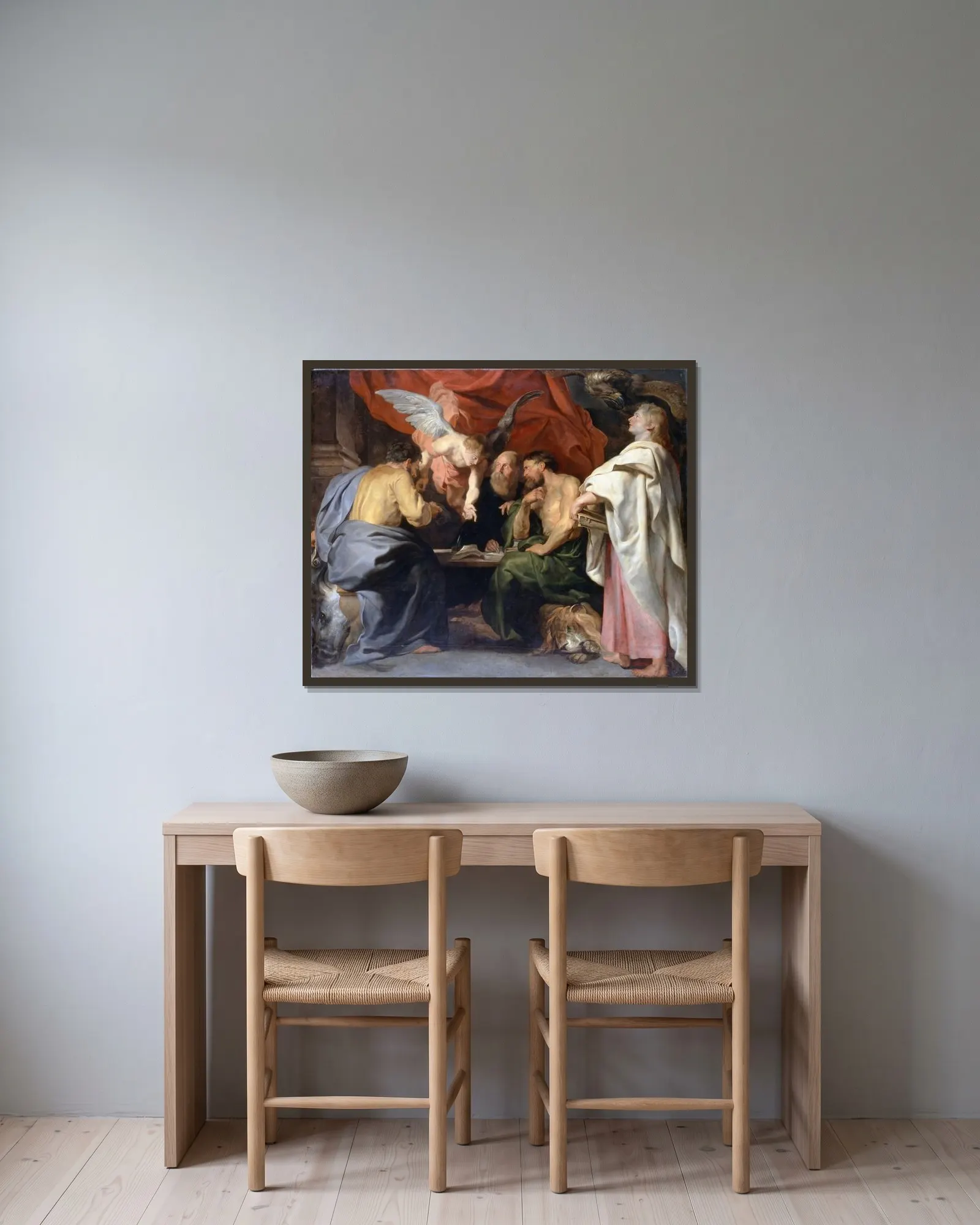 The four Evangelists av Peter Paul Rubens inramad på en vägg