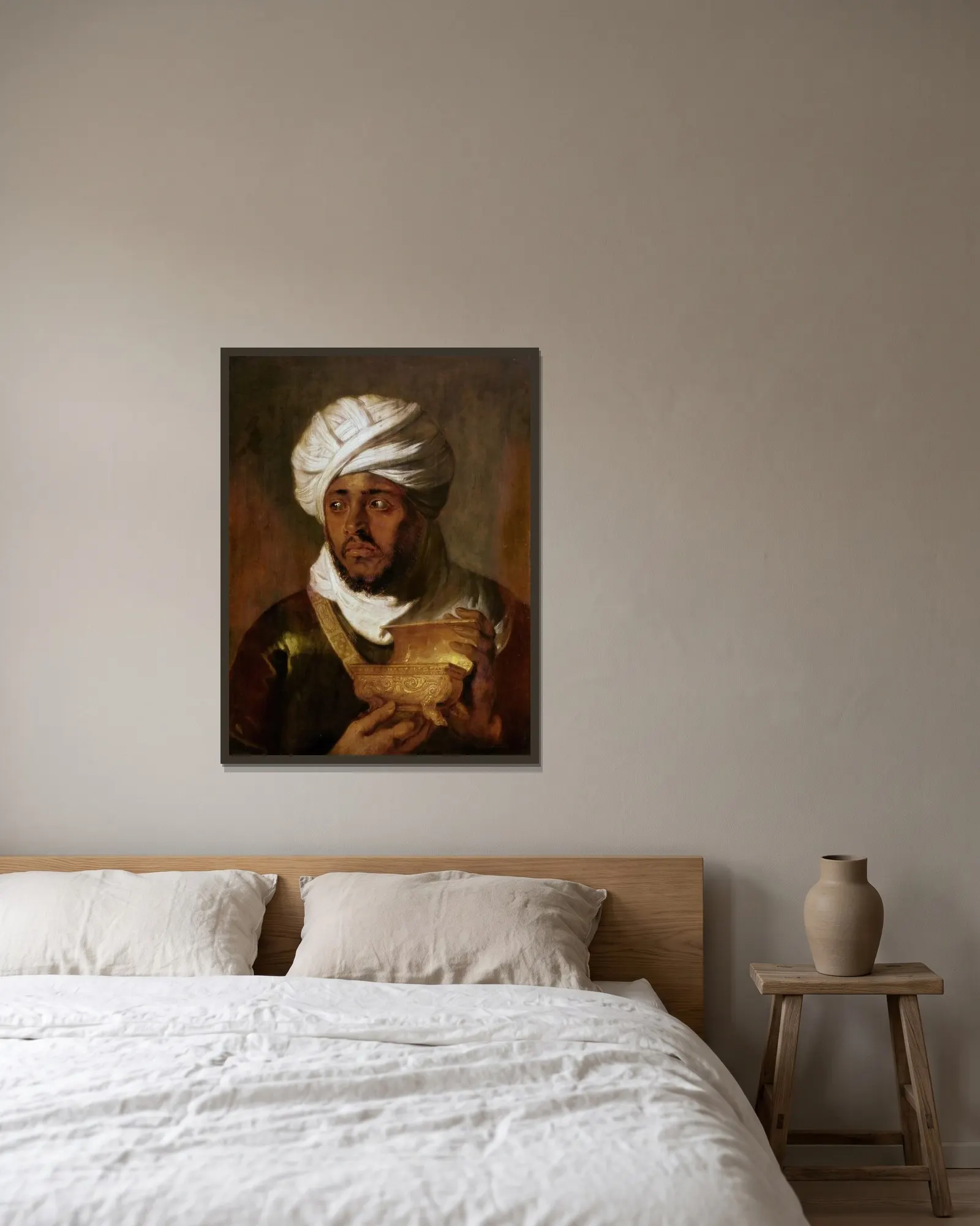 The Moorish King av Peter Paul Rubens inramad på en vägg