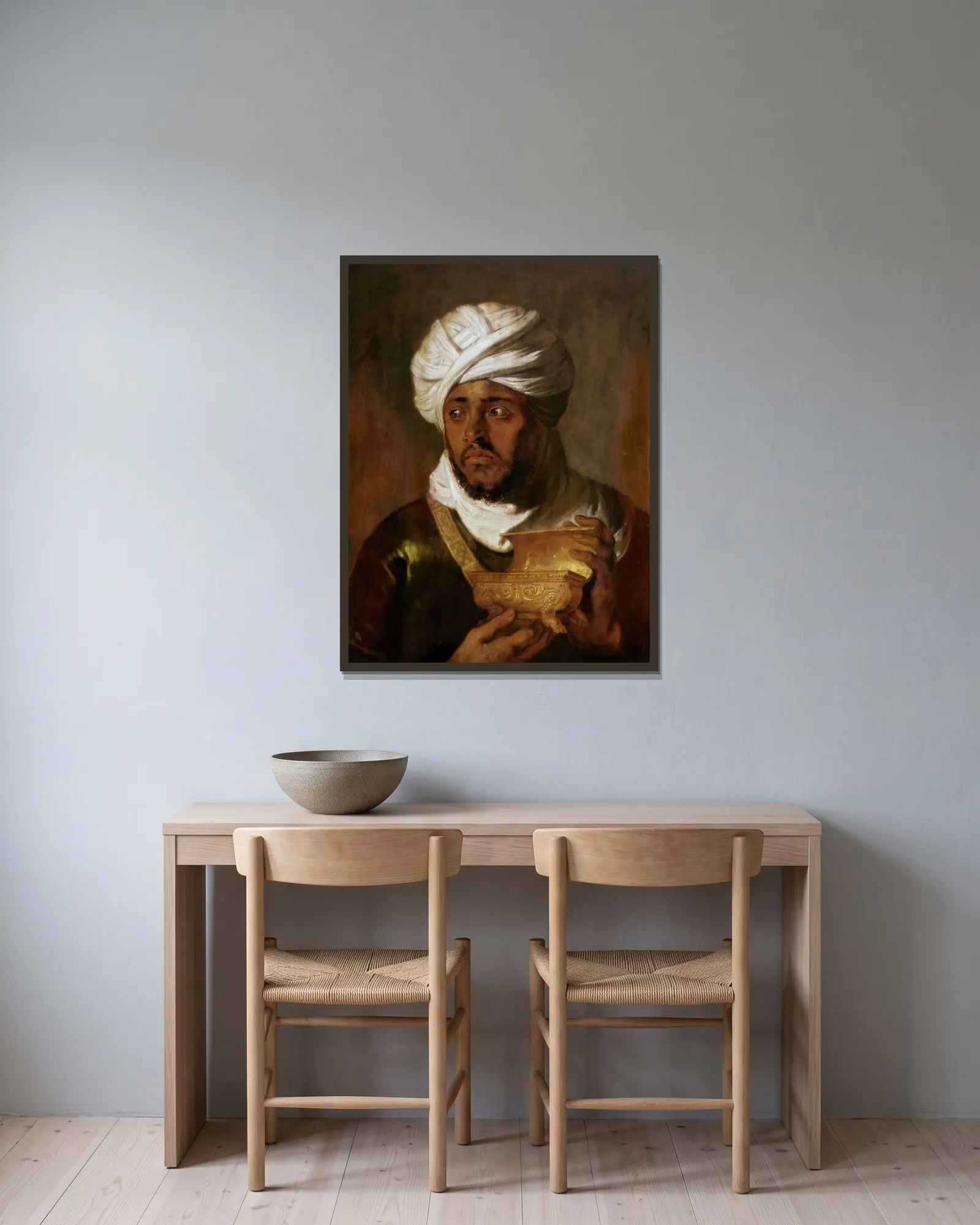 The Moorish King av Peter Paul Rubens inramad på en vägg