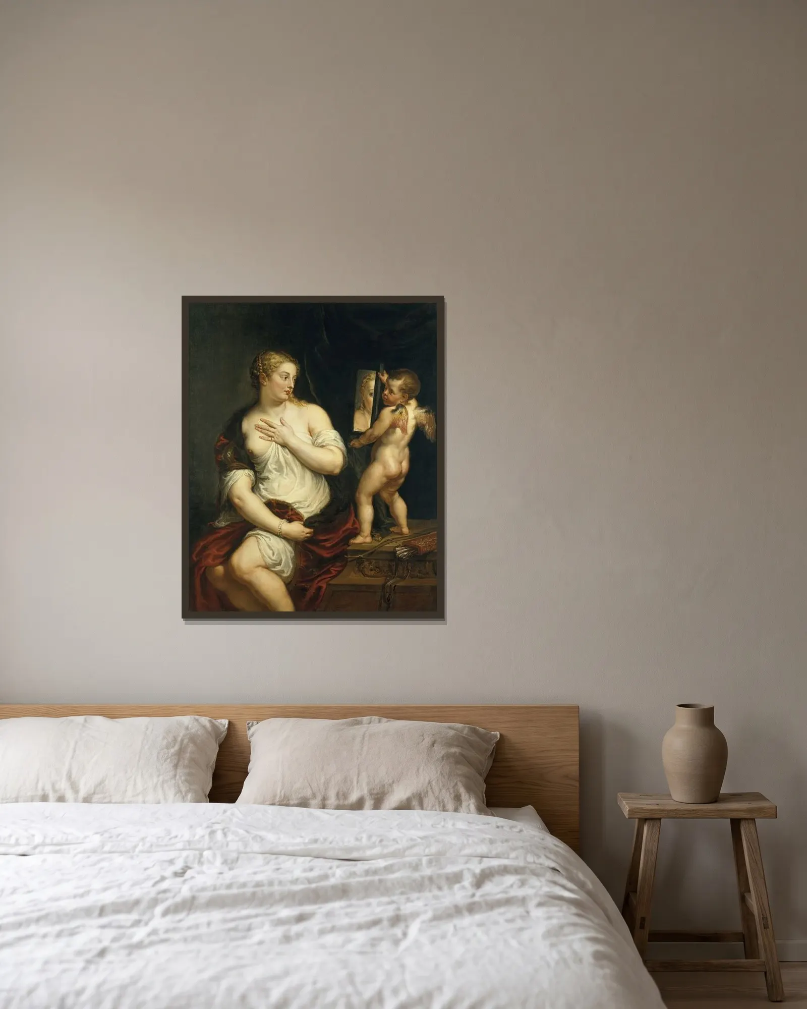 Venus and Cupid, 1606 av Peter Paul Rubens inramad på en vägg