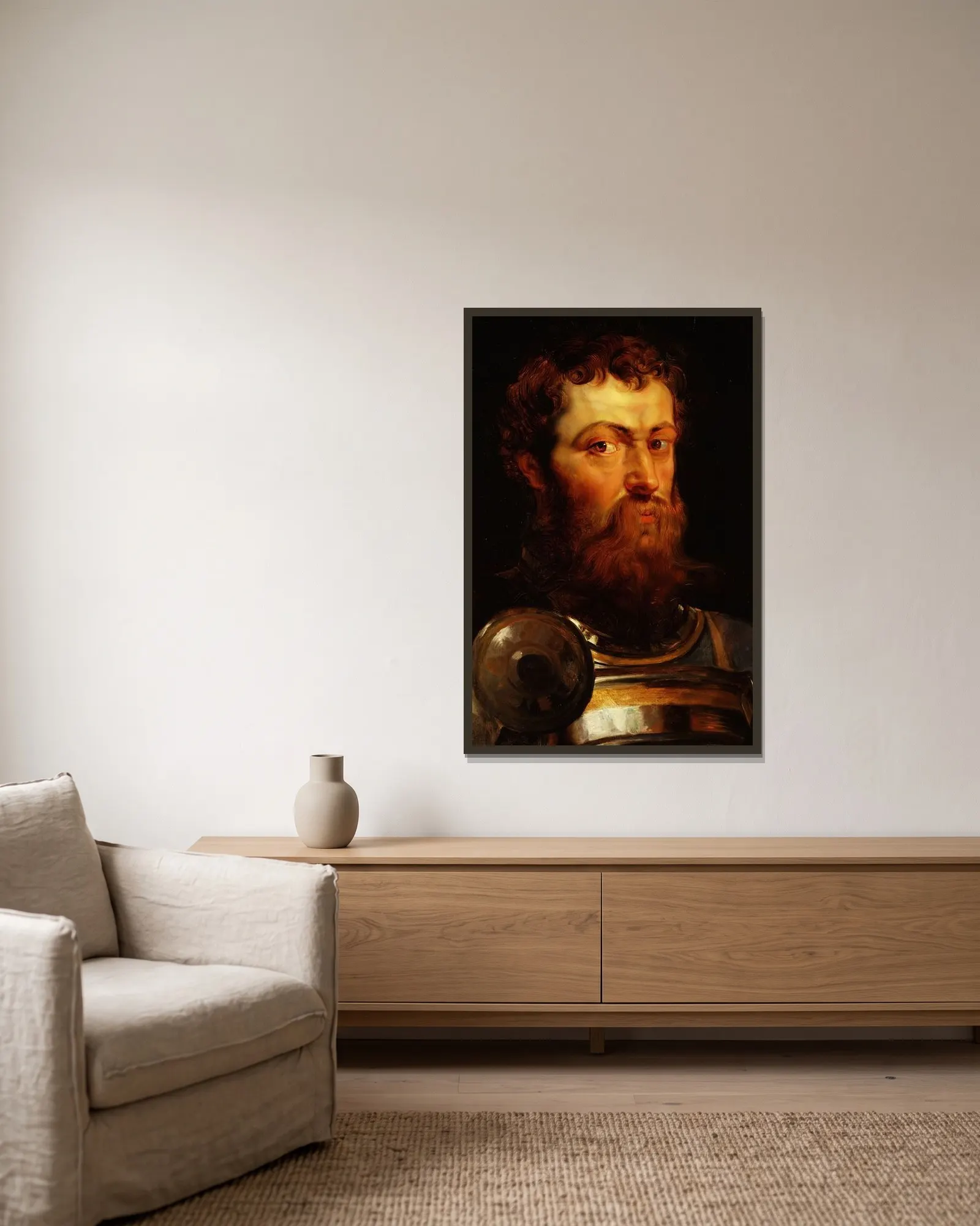 Warrior av Peter Paul Rubens inramad på en vägg