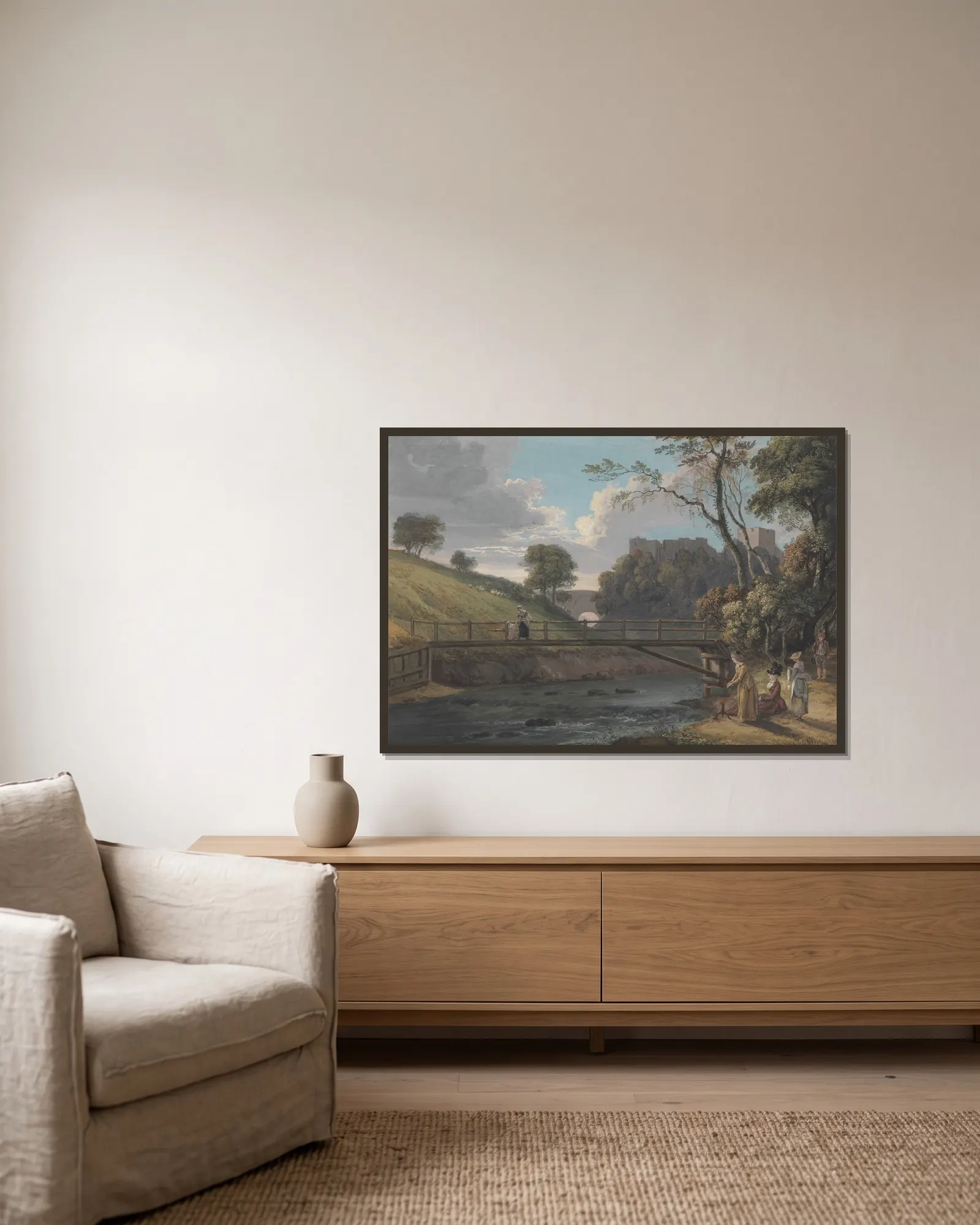 Roslin Castle, Midlothian av Paul Sandby inramad på en vägg