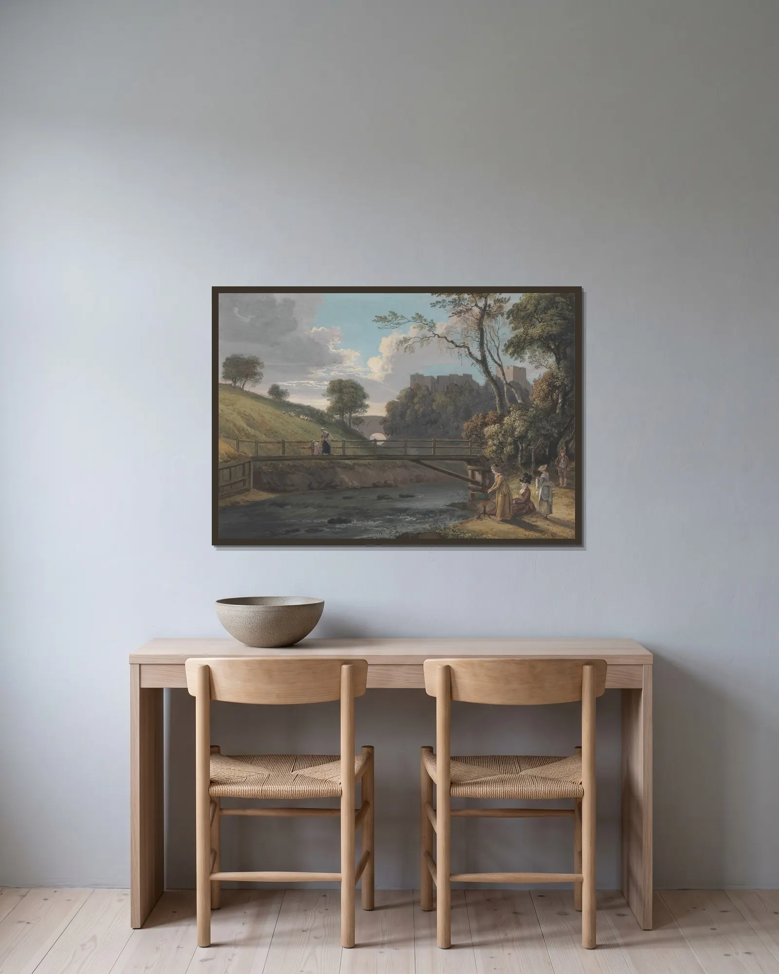 Roslin Castle, Midlothian av Paul Sandby inramad på en vägg