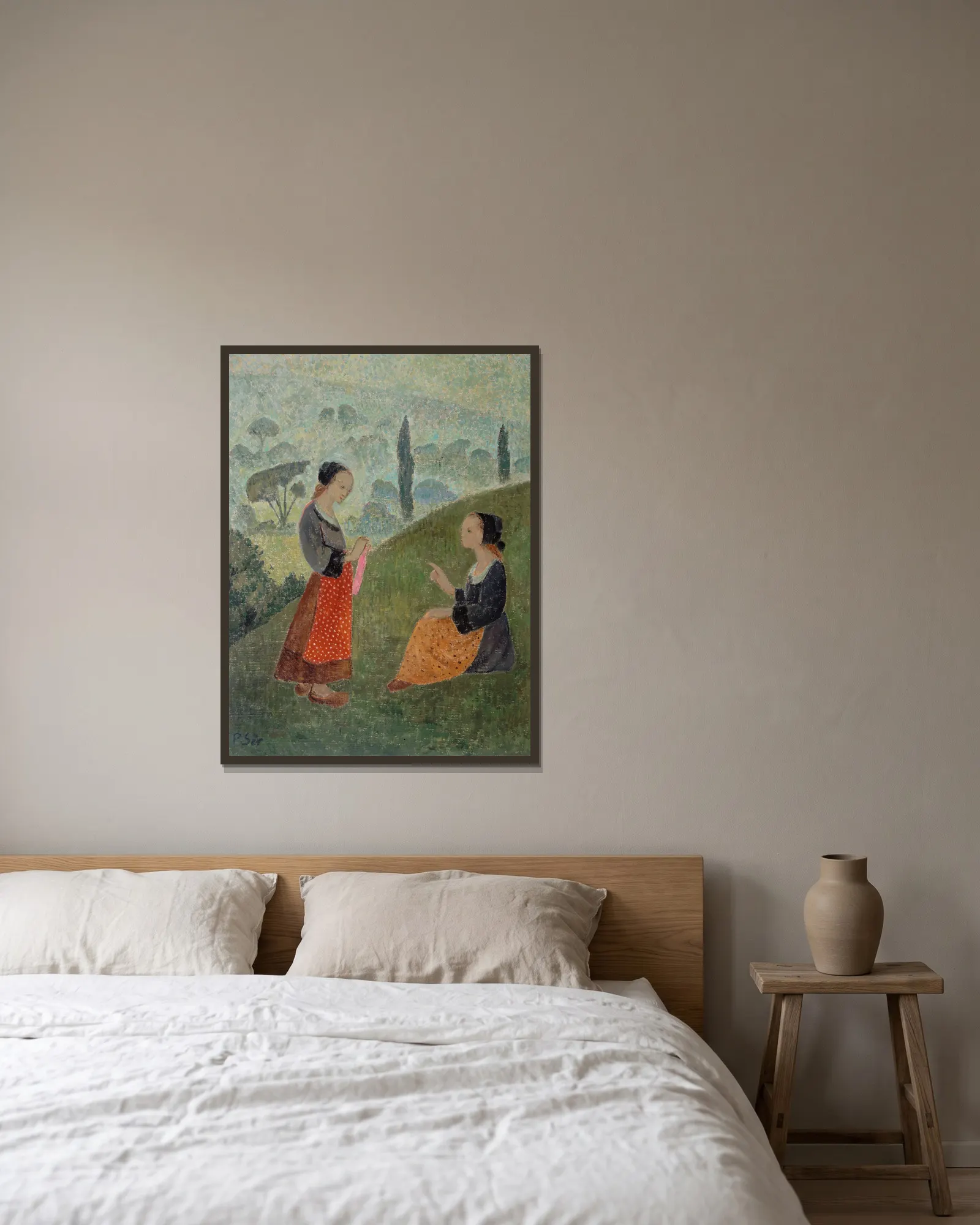 Brumes du matin av Paul Sérusier inramad på en vägg