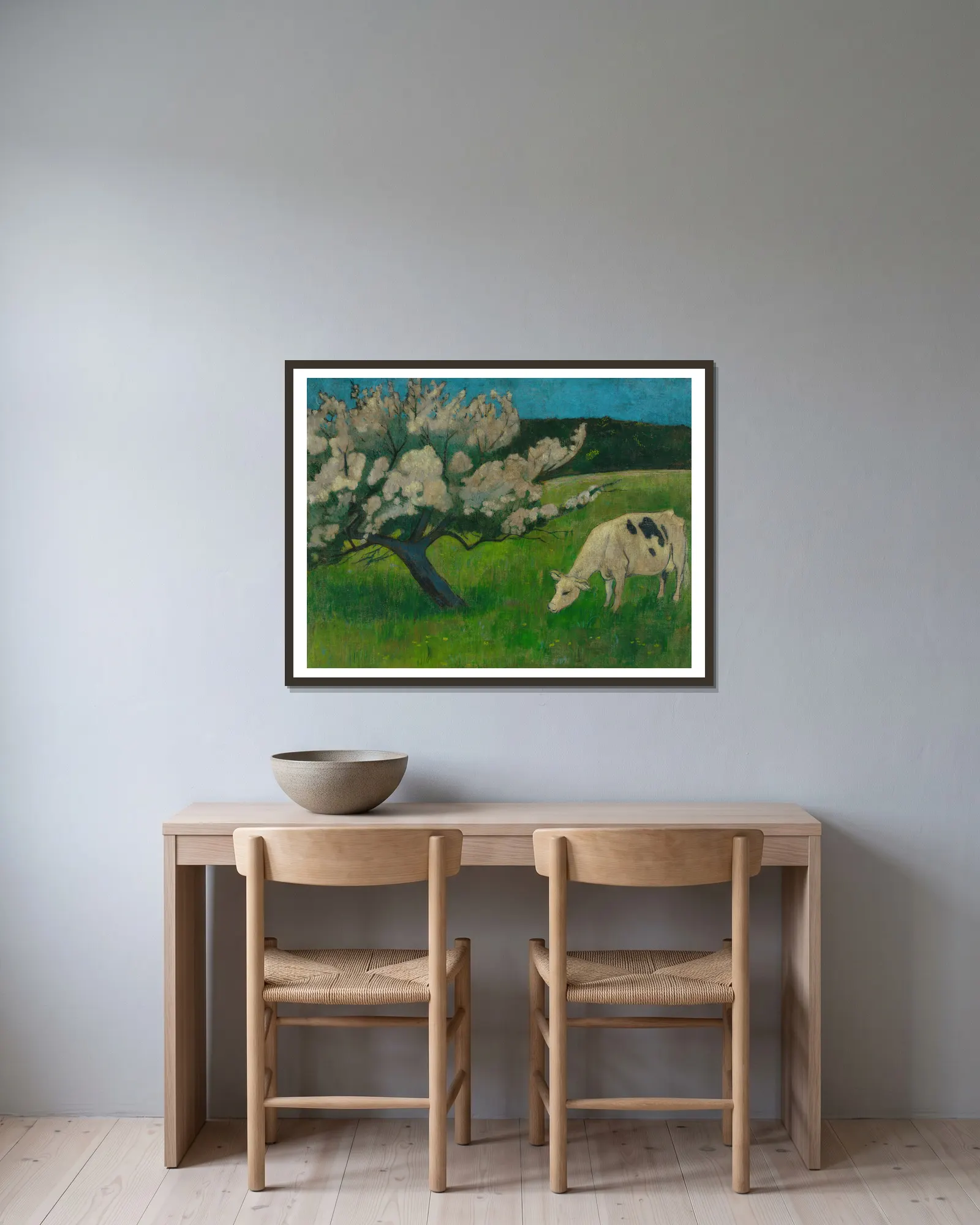 White cow av Paul Sérusier inramad på en vägg
