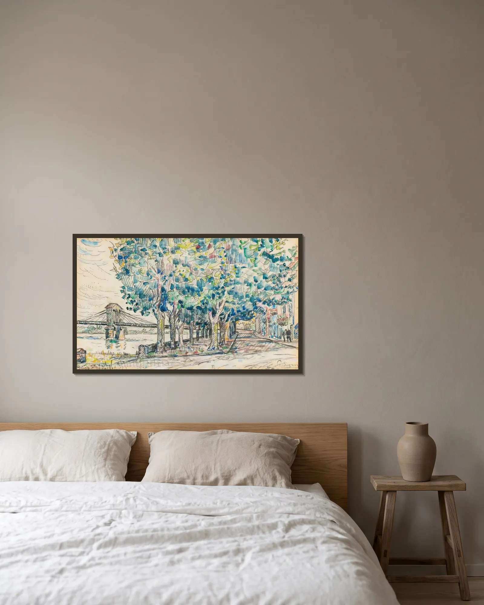 Bourg-Saint-Andéol – nr 1 av Paul Signac inramad på en vägg