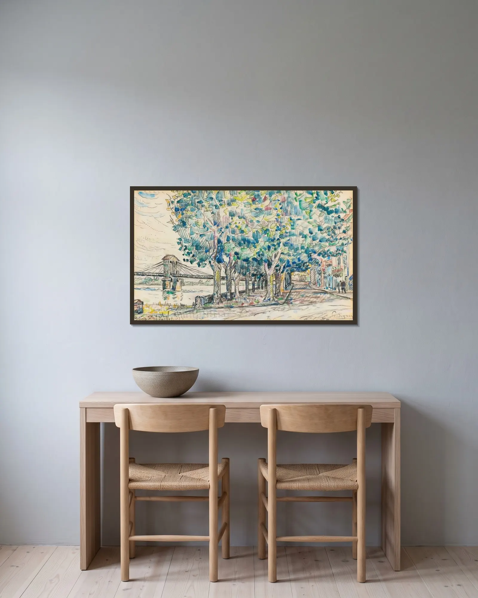Bourg-Saint-Andéol – nr 1 av Paul Signac inramad på en vägg
