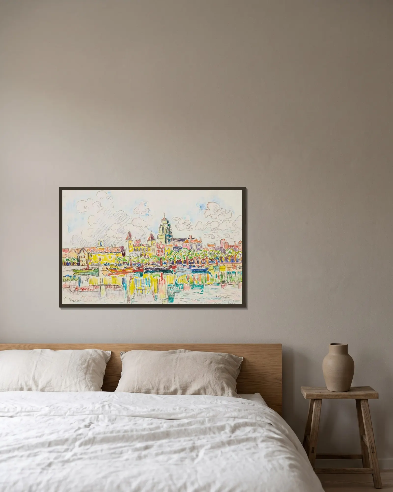 Ciboure av Paul Signac inramad på en vägg
