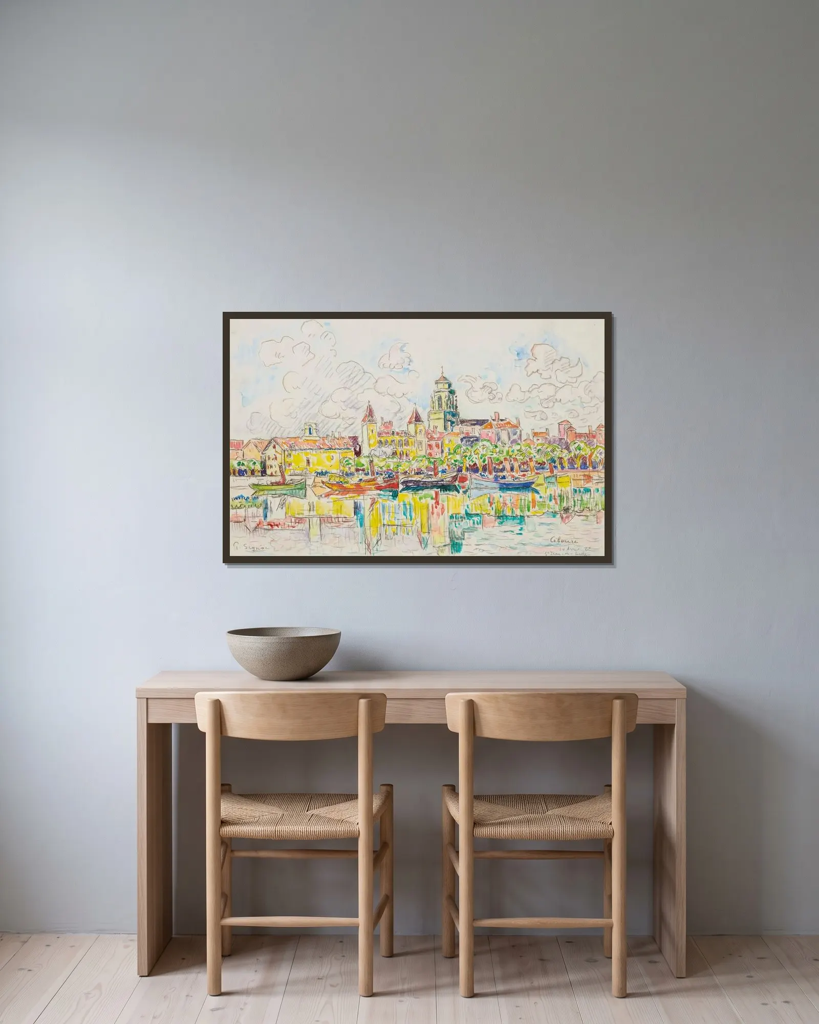 Ciboure av Paul Signac inramad på en vägg