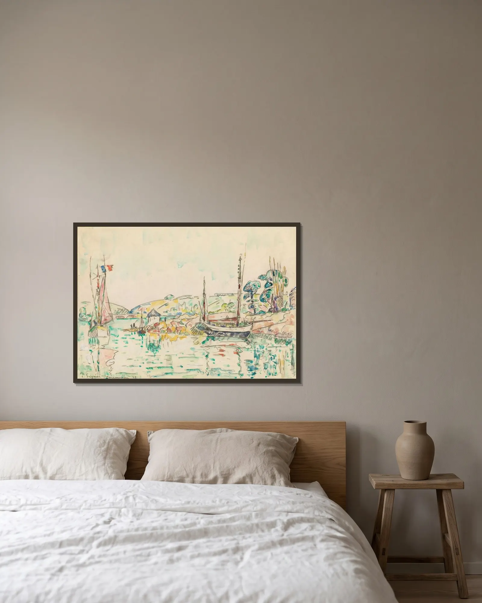 Concarneau av Paul Signac inramad på en vägg