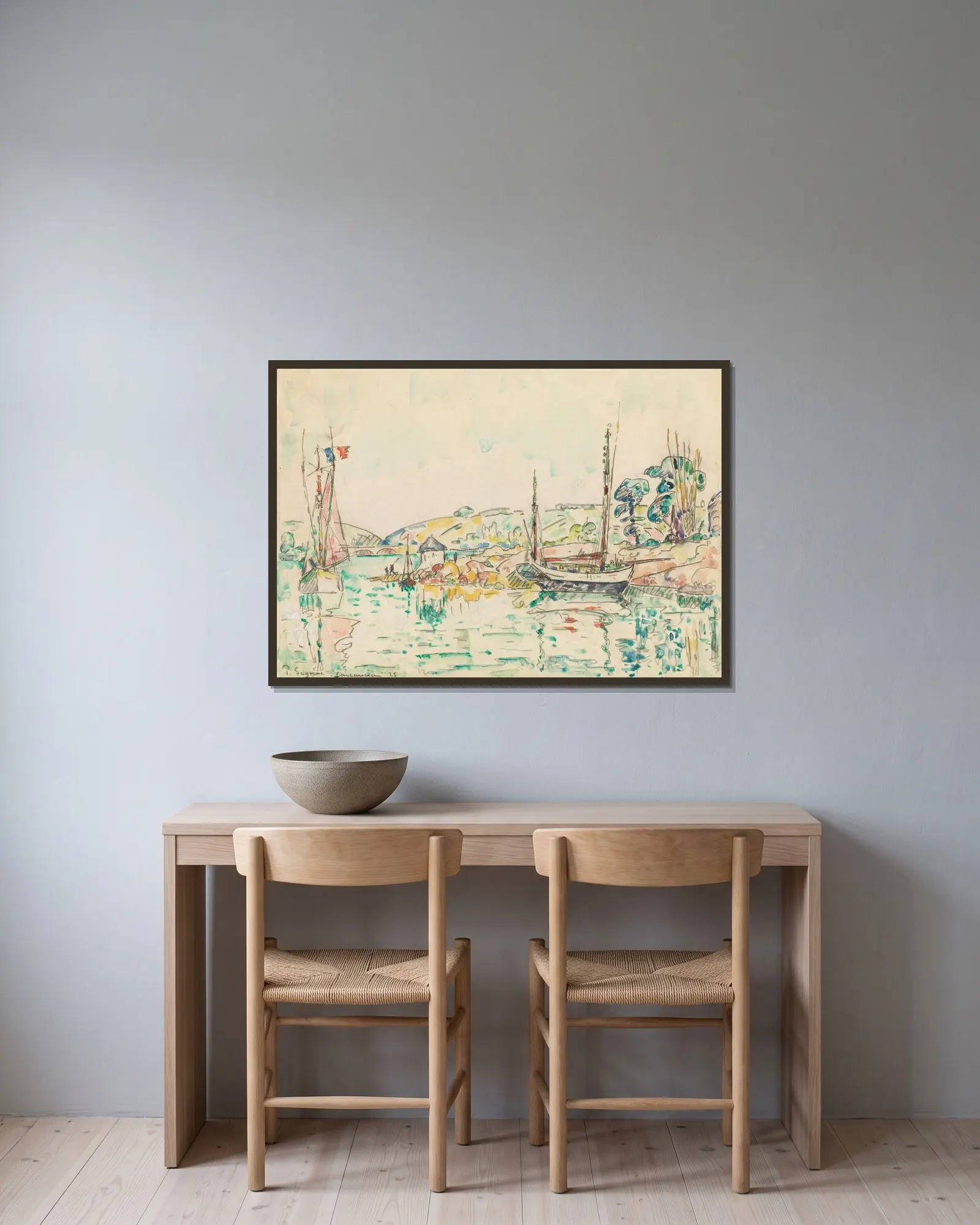 Concarneau av Paul Signac inramad på en vägg