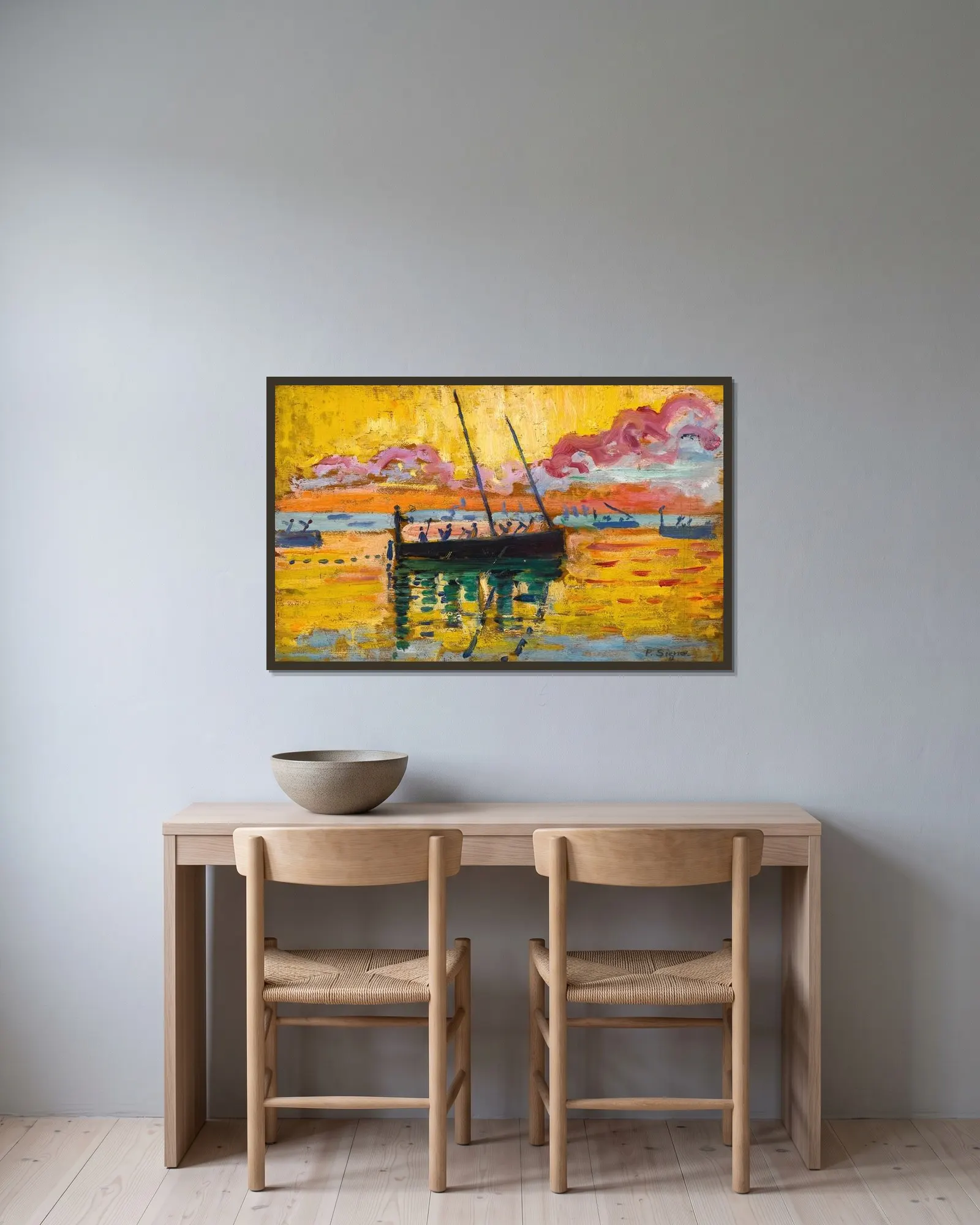 Concarneau (Étude) av Paul Signac inramad på en vägg