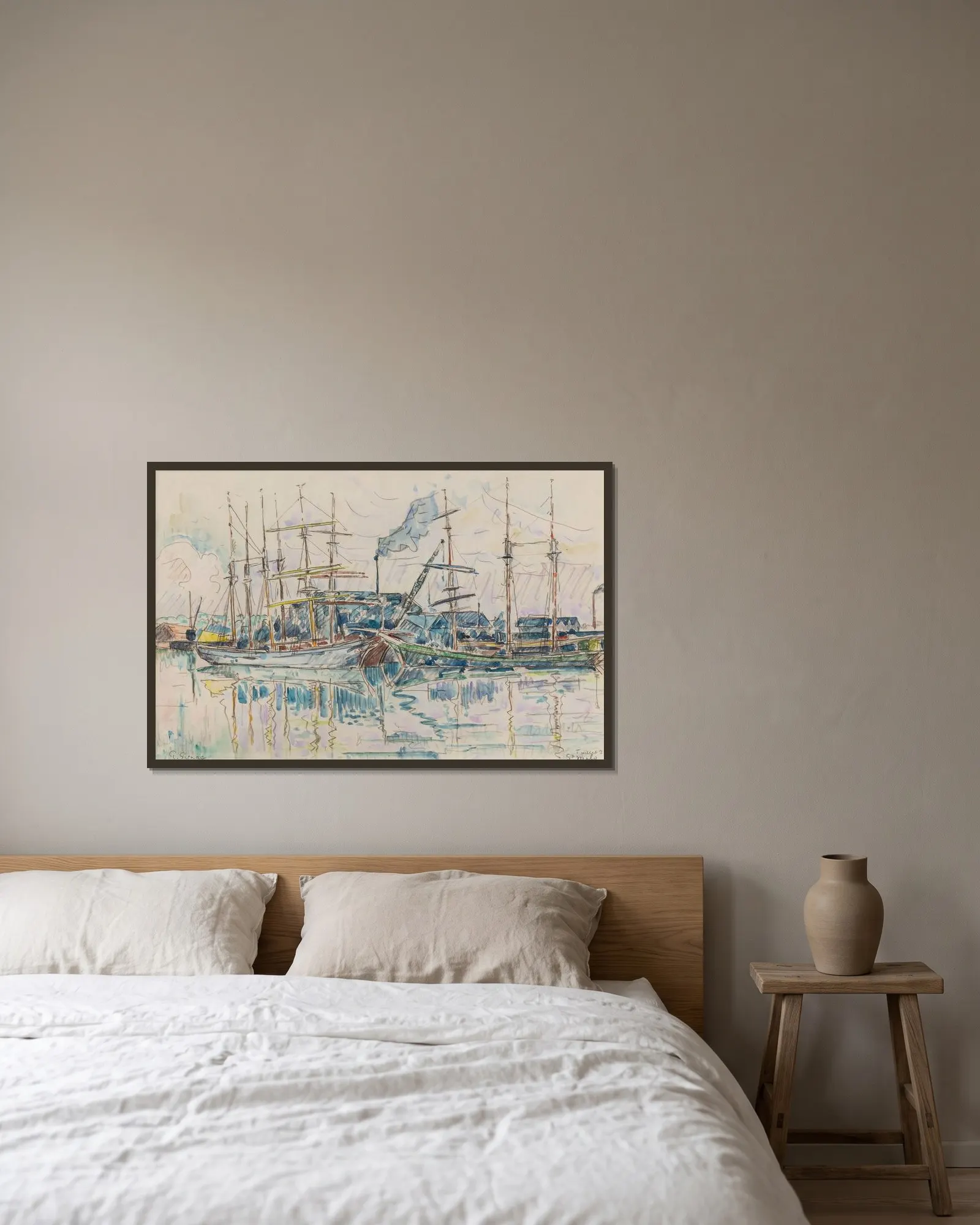 Saint-Malo av Paul Signac inramad på en vägg