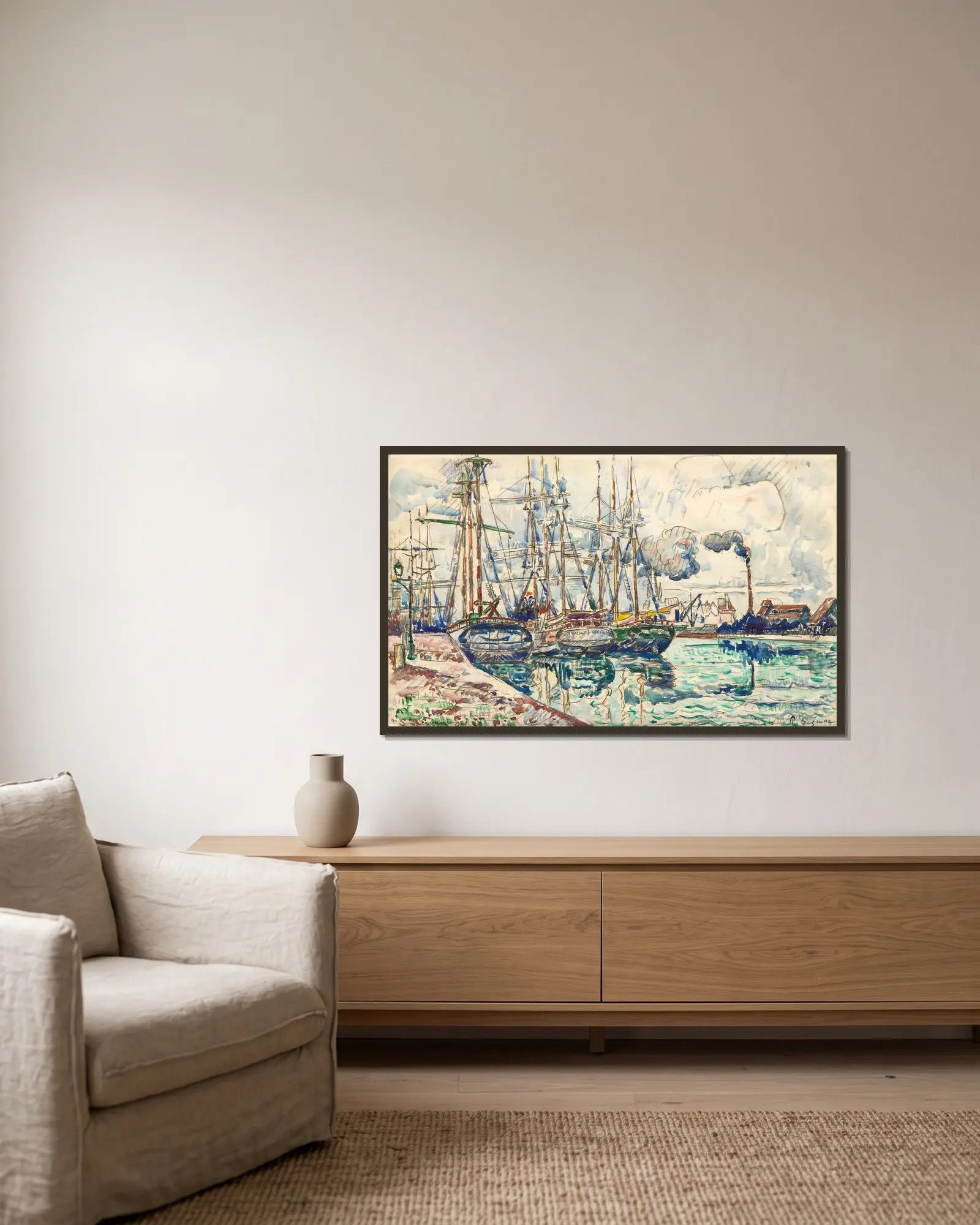Saint-Servan av Paul Signac inramad på en vägg
