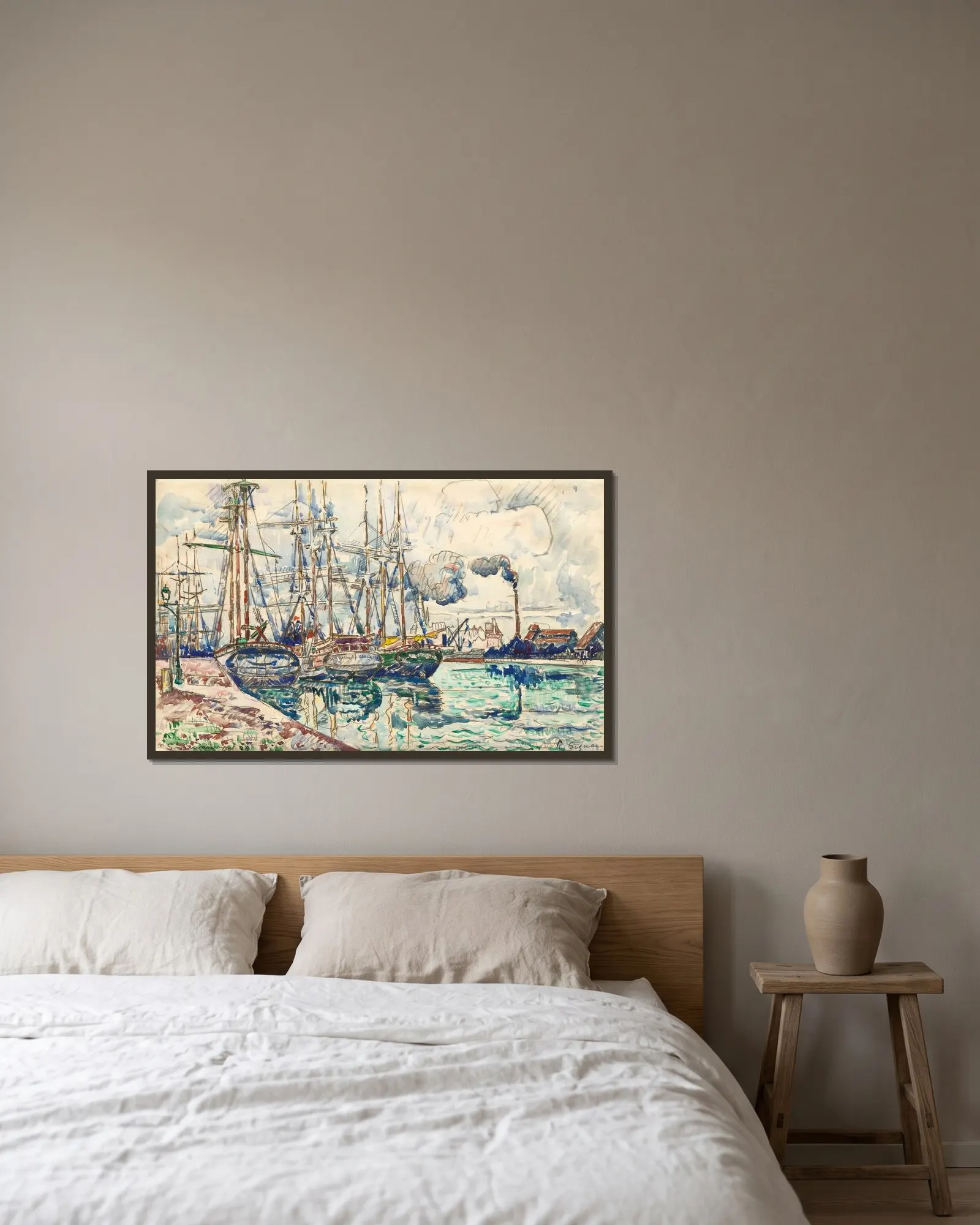 Saint-Servan av Paul Signac inramad på en vägg