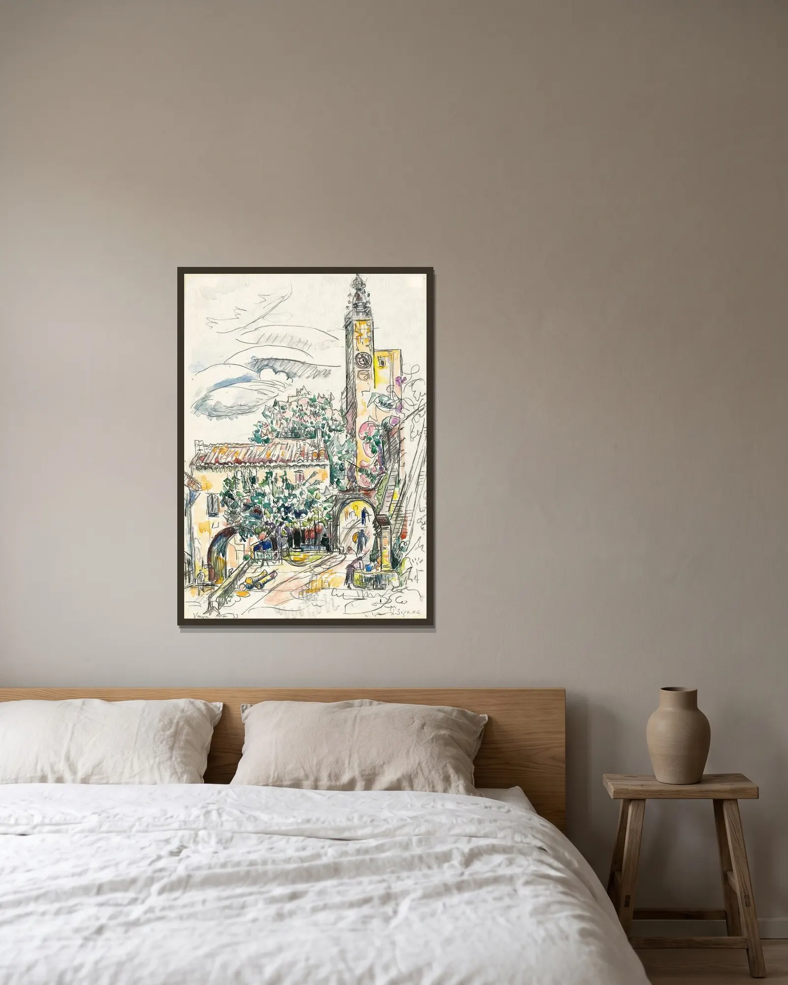 Vaison av Paul Signac inramad på en vägg