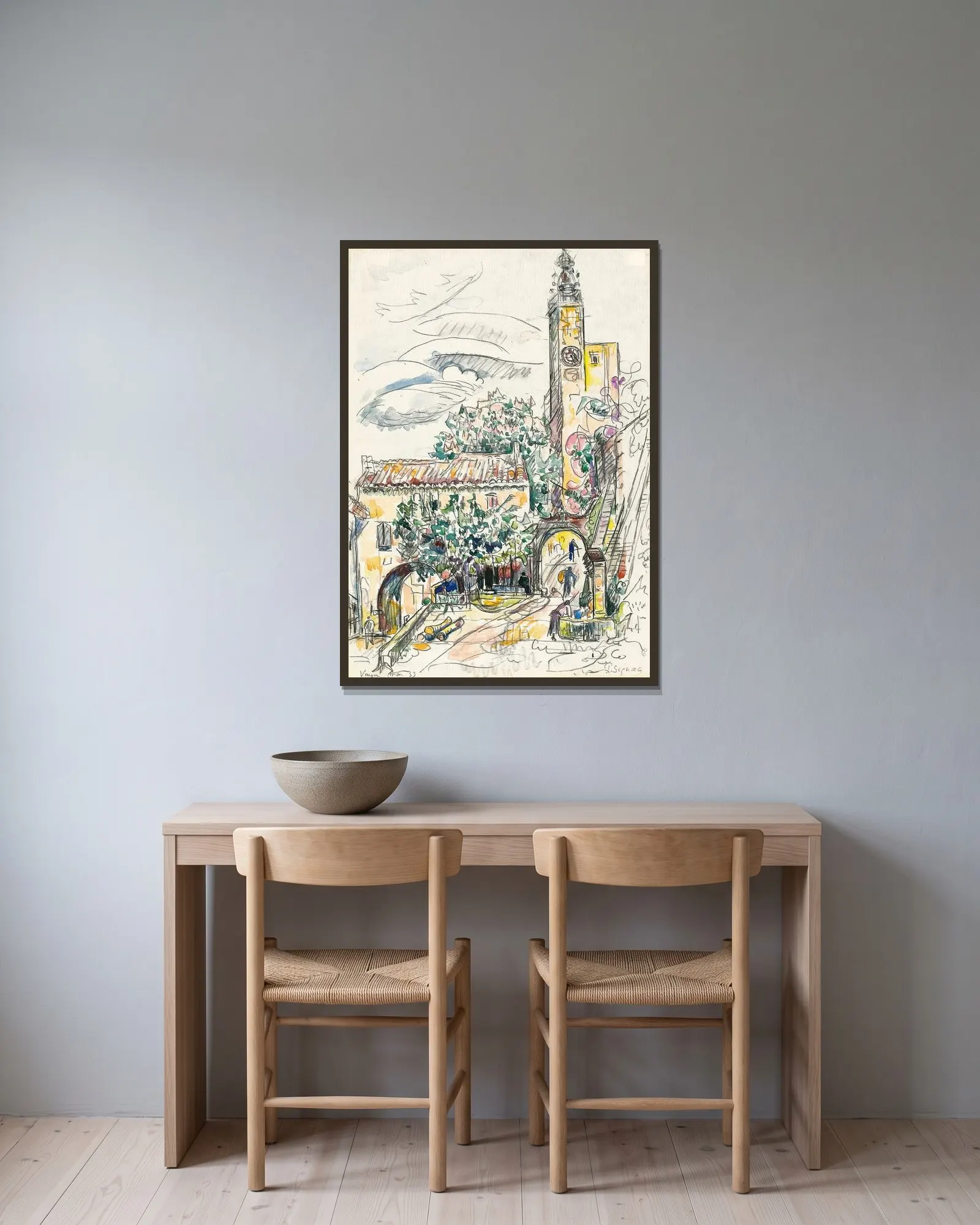 Vaison av Paul Signac inramad på en vägg