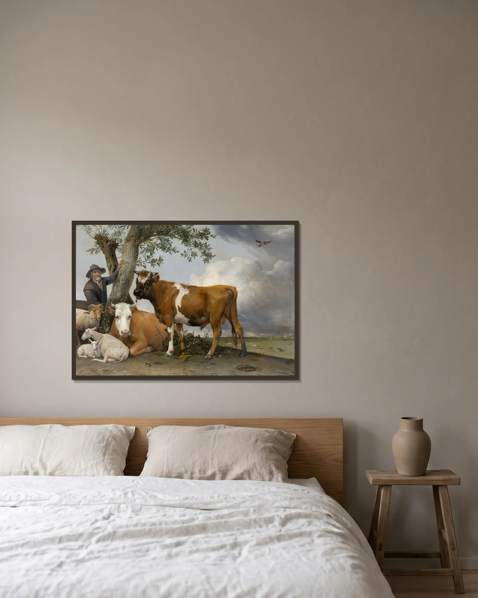 The Bull av Paulus Potter inramad på en vägg
