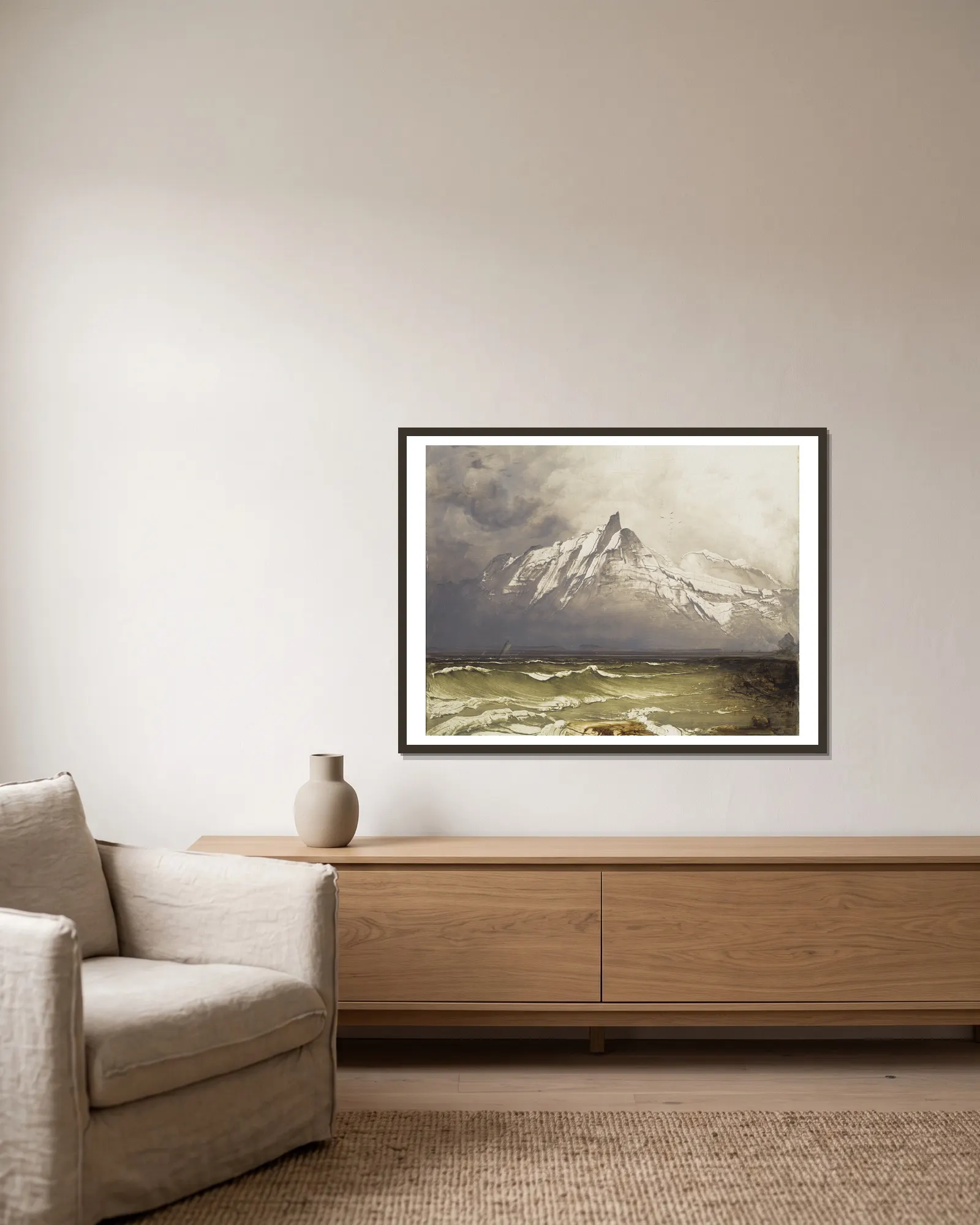 From Nordland av Peder Balke inramad på en vägg