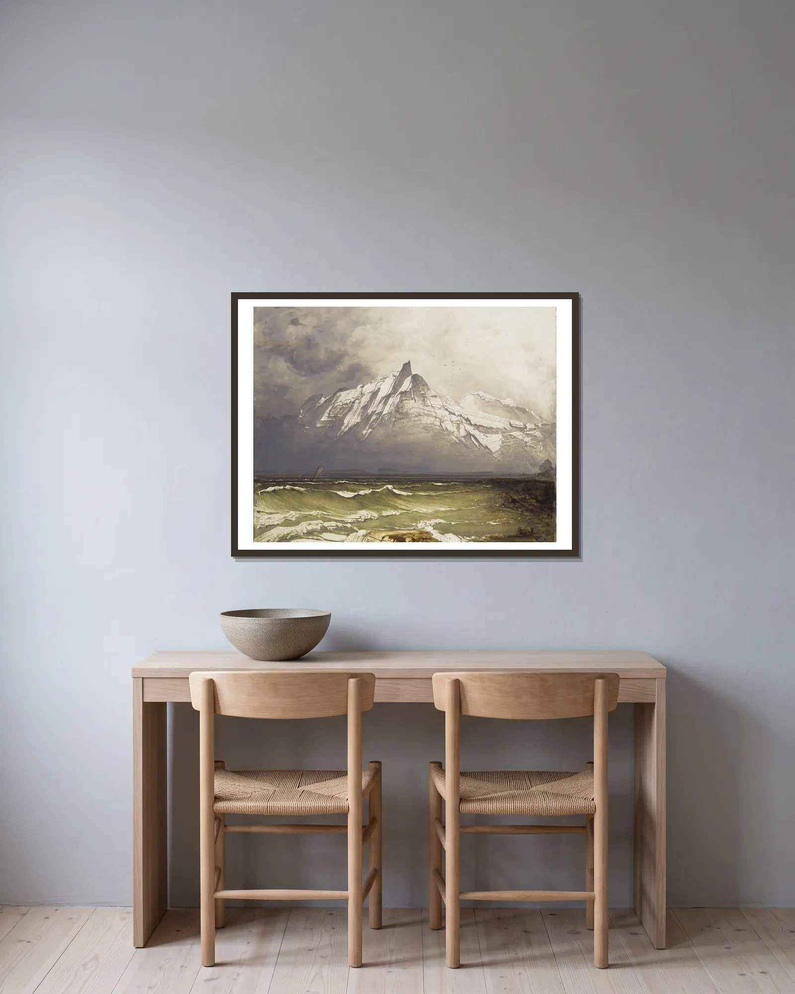 From Nordland av Peder Balke inramad på en vägg
