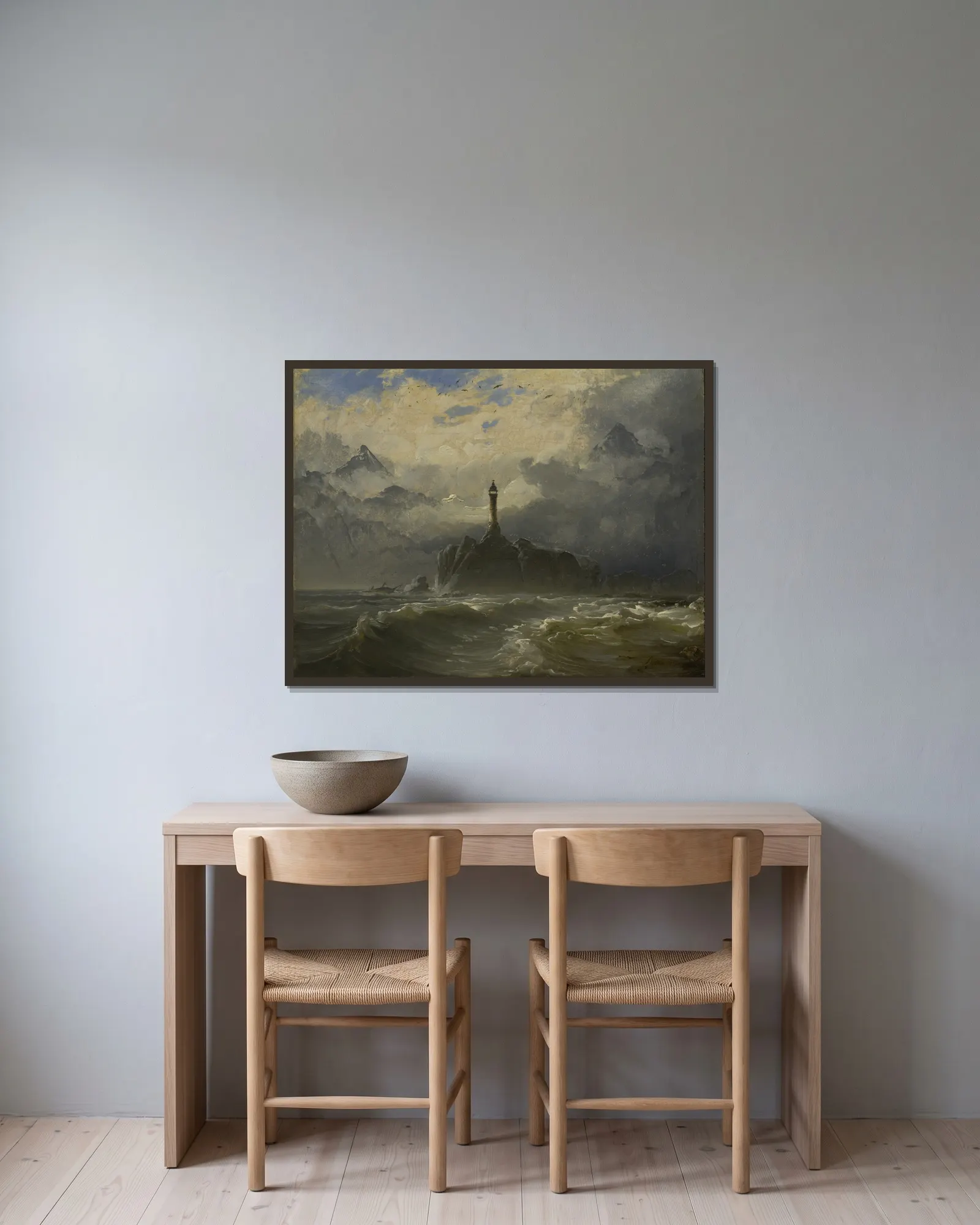 Seascape av Peder Balke inramad på en vägg