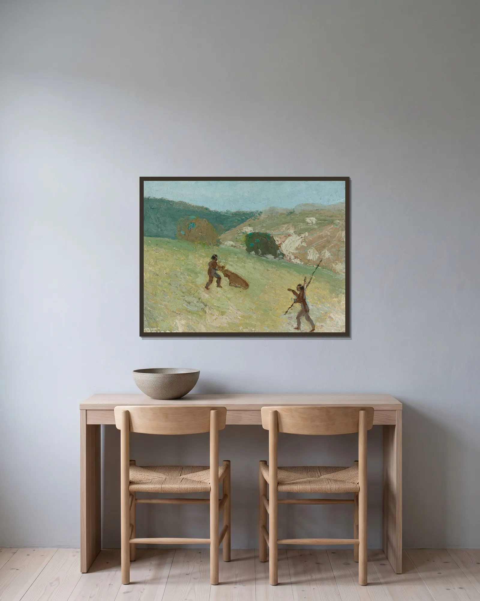 Caza av Pedro Figari inramad på en vägg