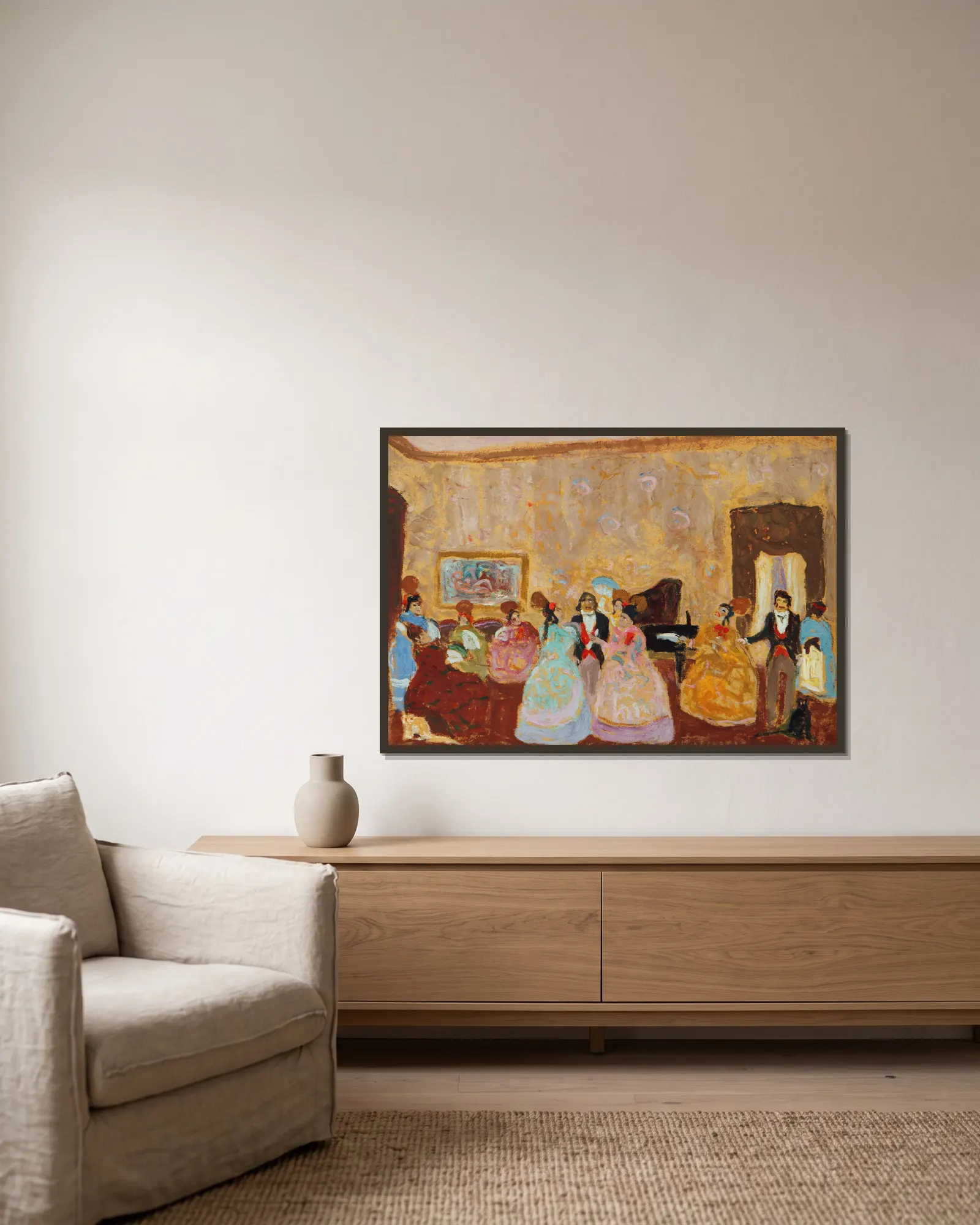 Tertulia (from 1880 until 1938) av Pedro Figari inramad på en vägg