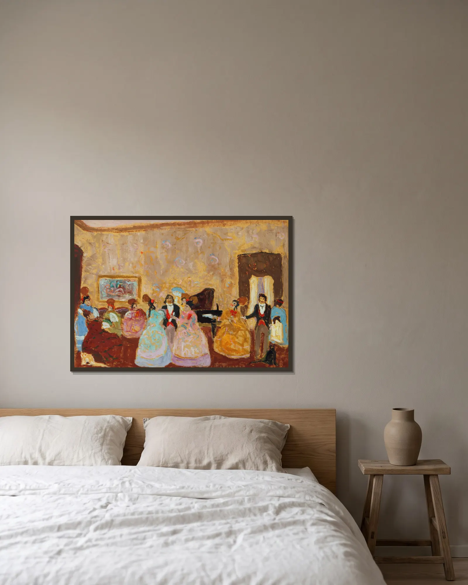 Tertulia (from 1880 until 1938) av Pedro Figari inramad på en vägg