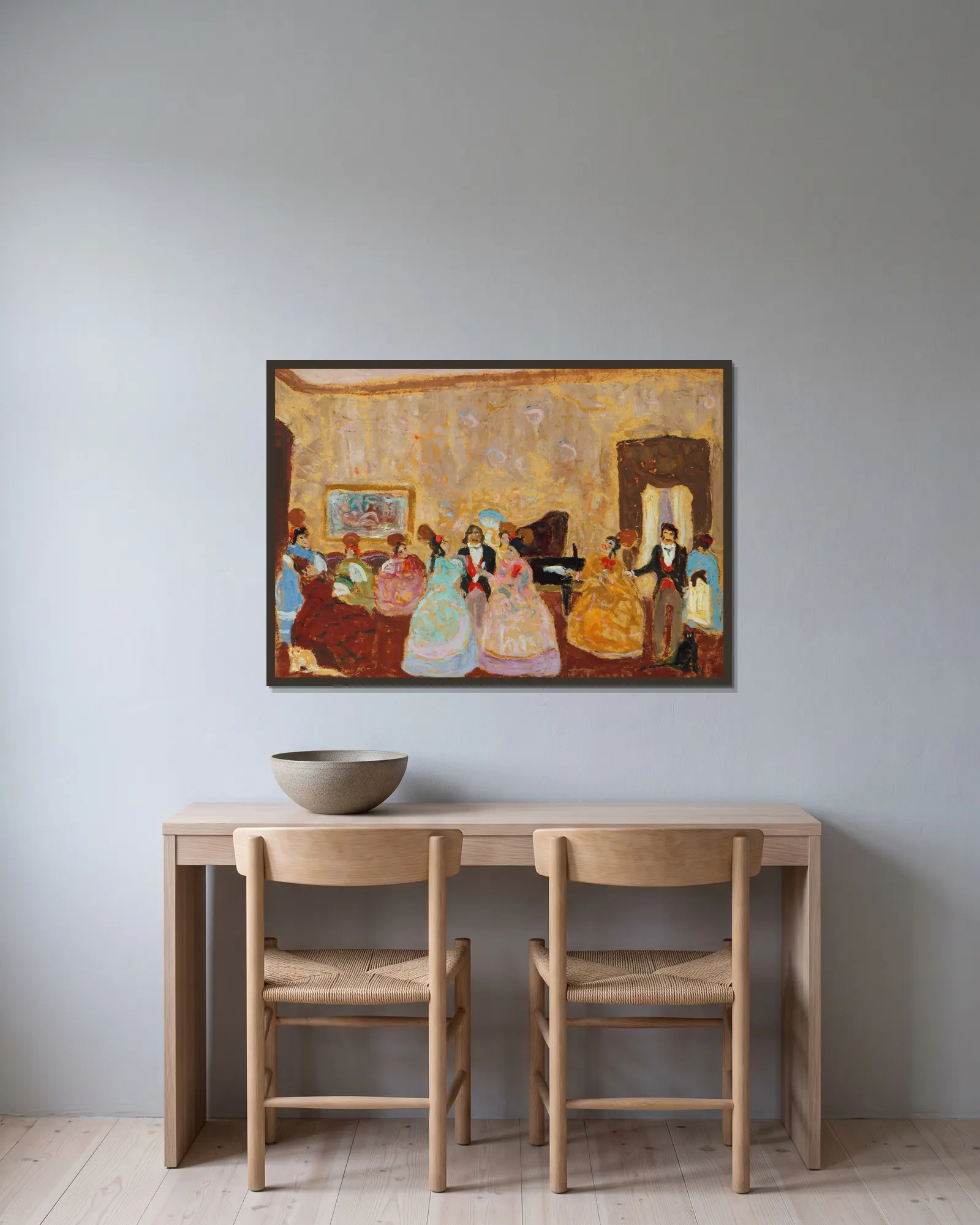 Tertulia (from 1880 until 1938) av Pedro Figari inramad på en vägg