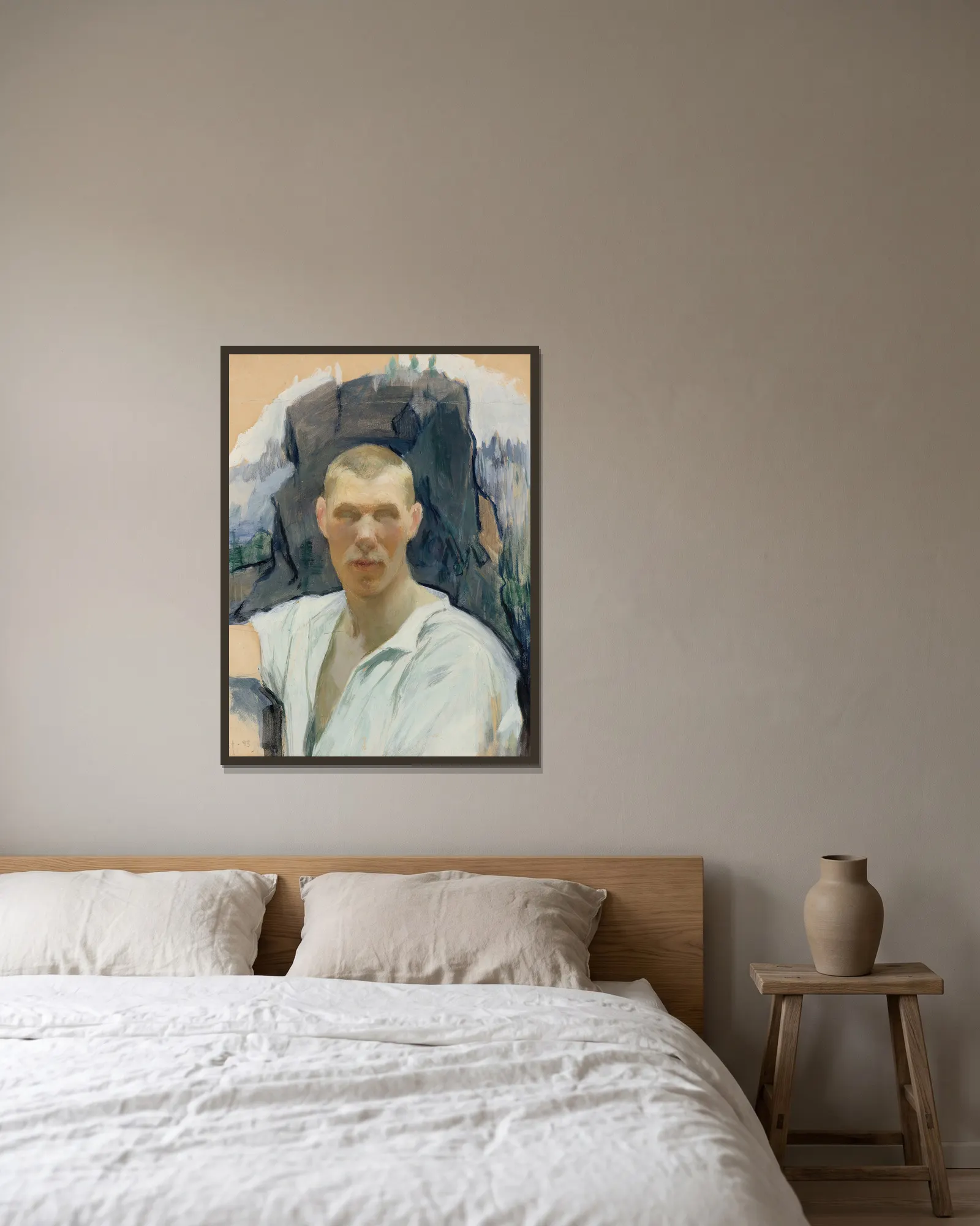 Self-Portrait av Pekka Halonen inramad på en vägg
