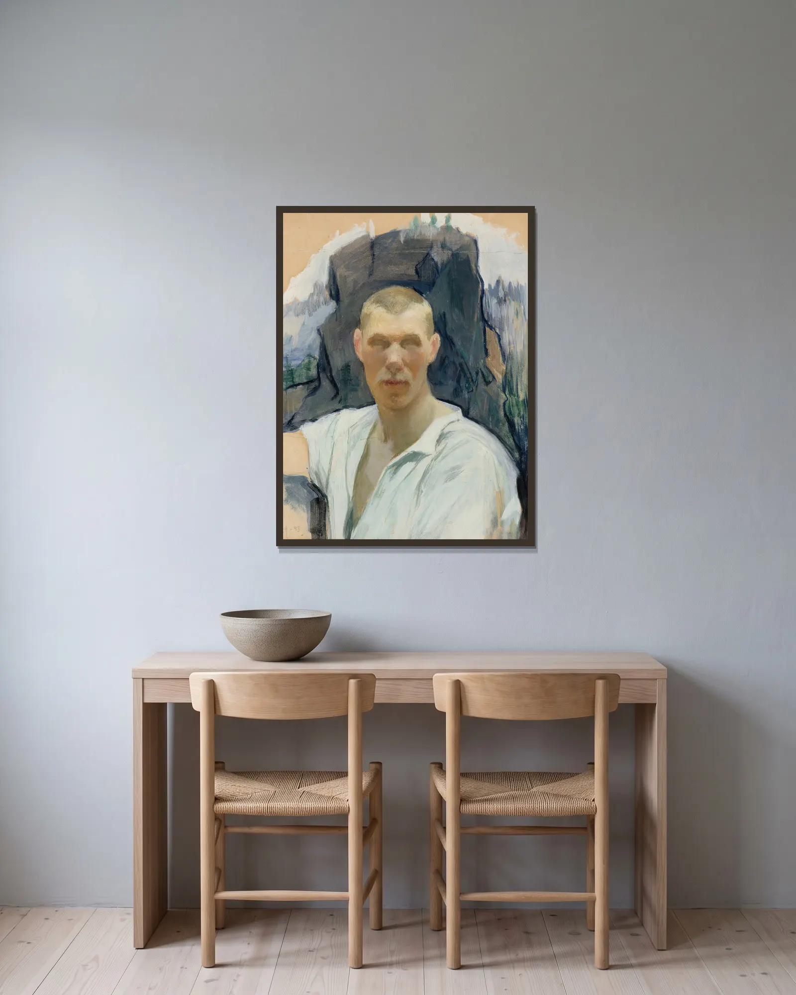 Self-Portrait av Pekka Halonen inramad på en vägg