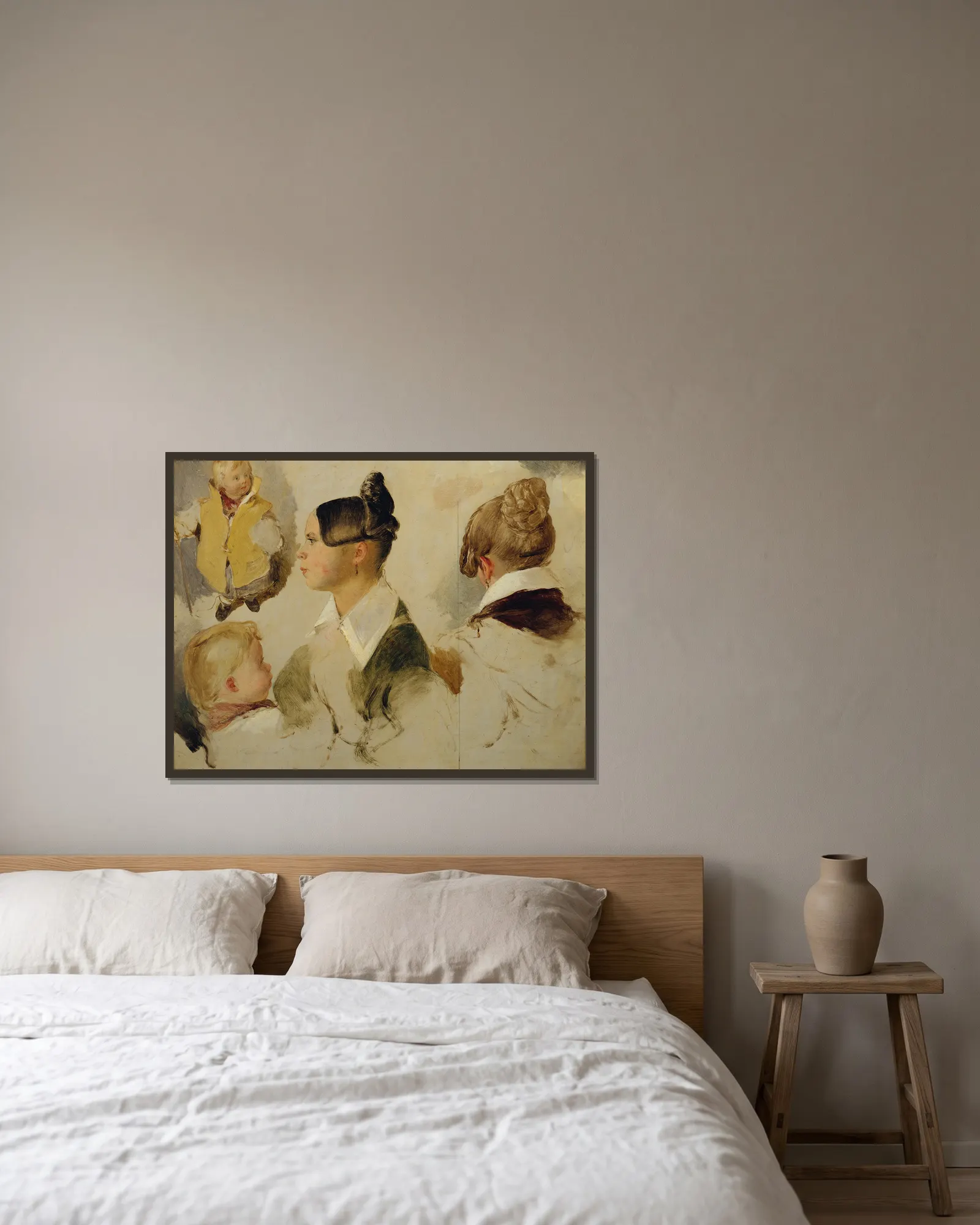 Figurale Studien av Peter Fendi inramad på en vägg