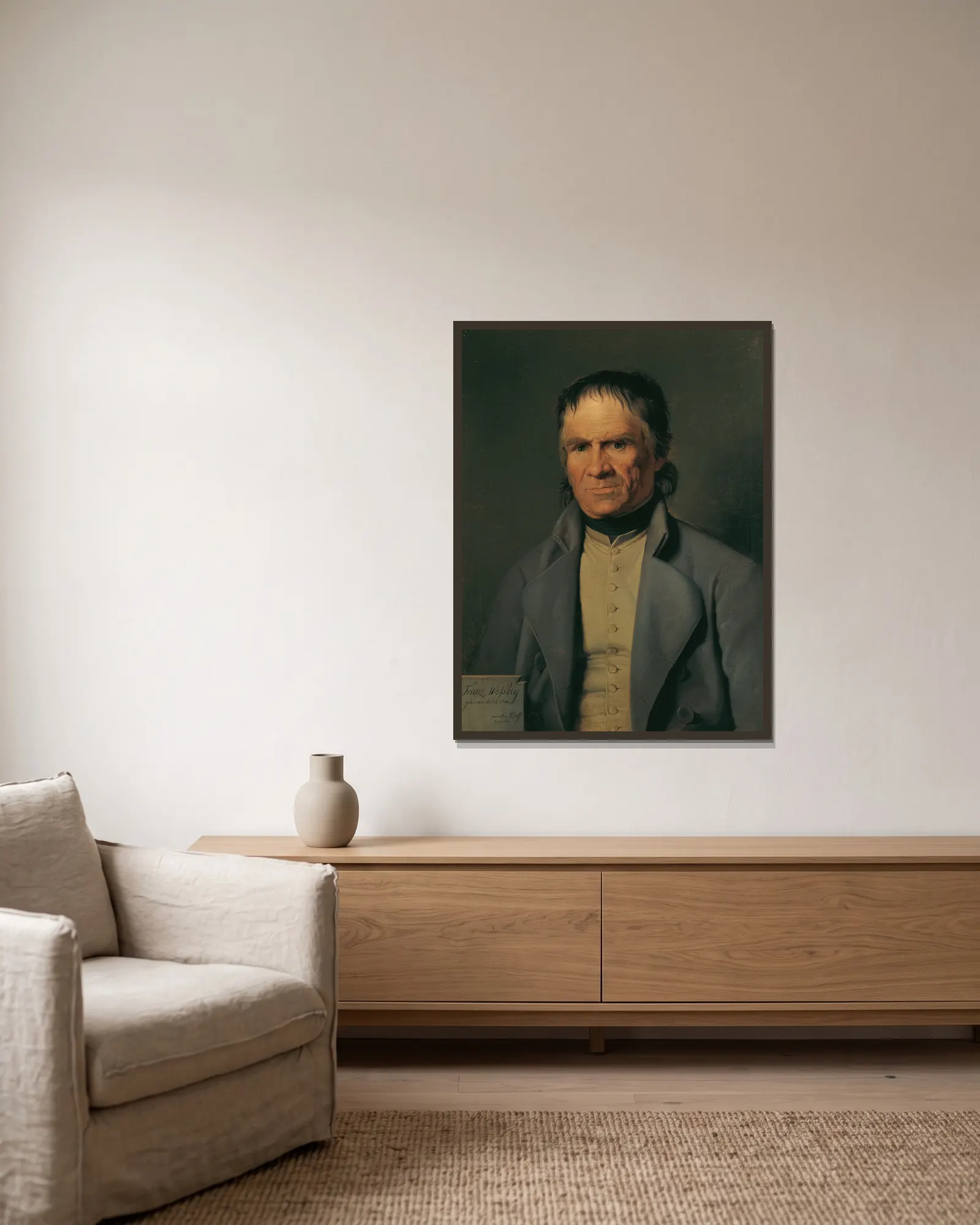 Franz Wessely av Johann Peter Krafft inramad på en vägg