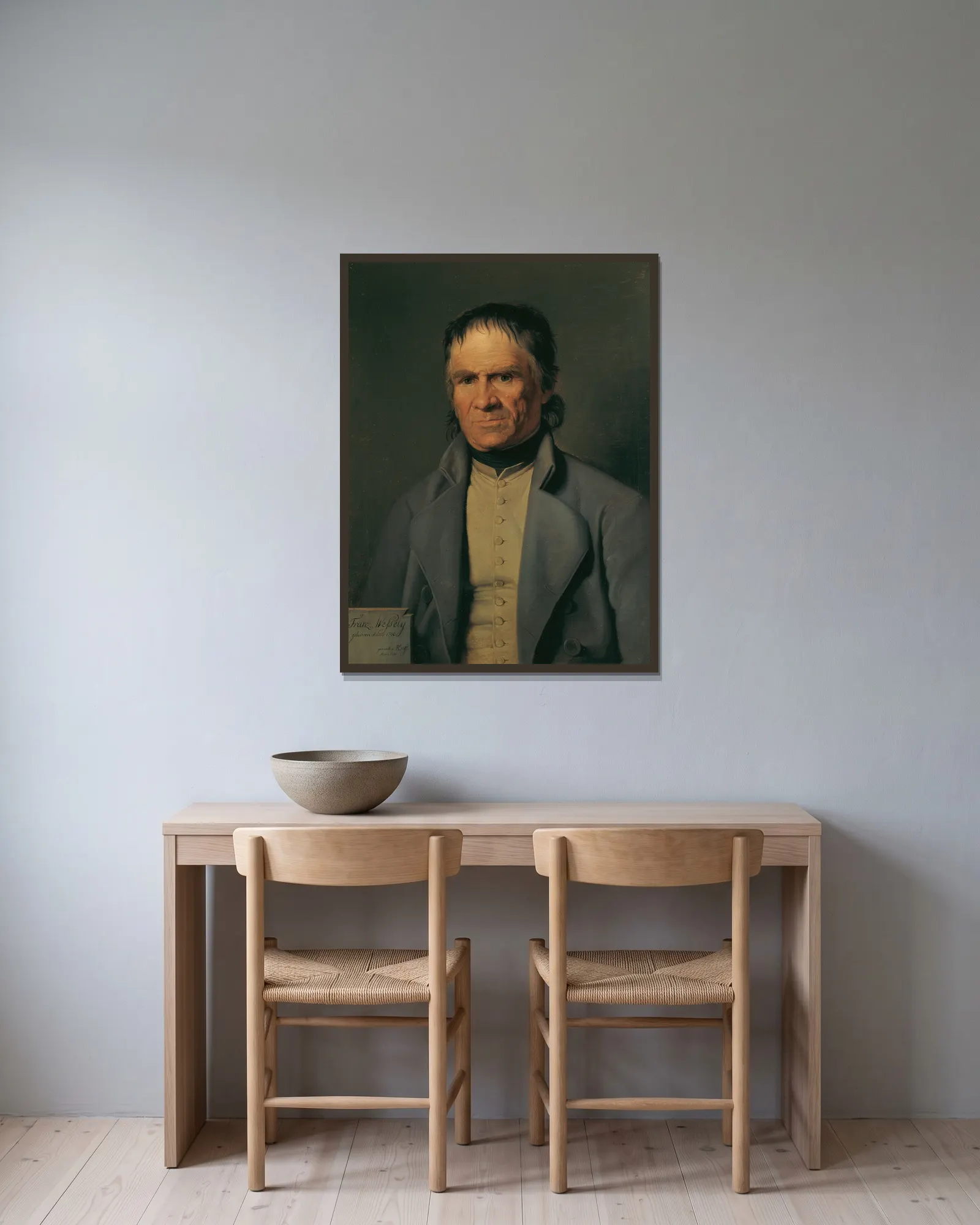 Franz Wessely av Johann Peter Krafft inramad på en vägg