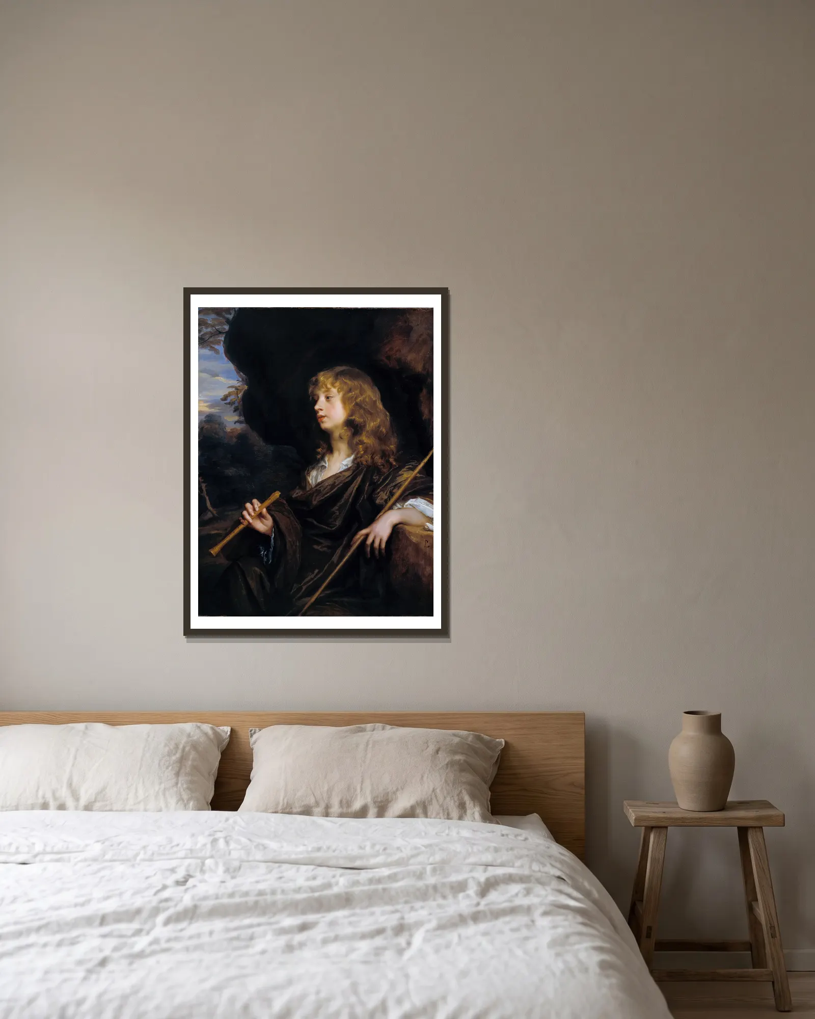 A Boy as a Shepherd av Sir Peter Lely inramad på en vägg