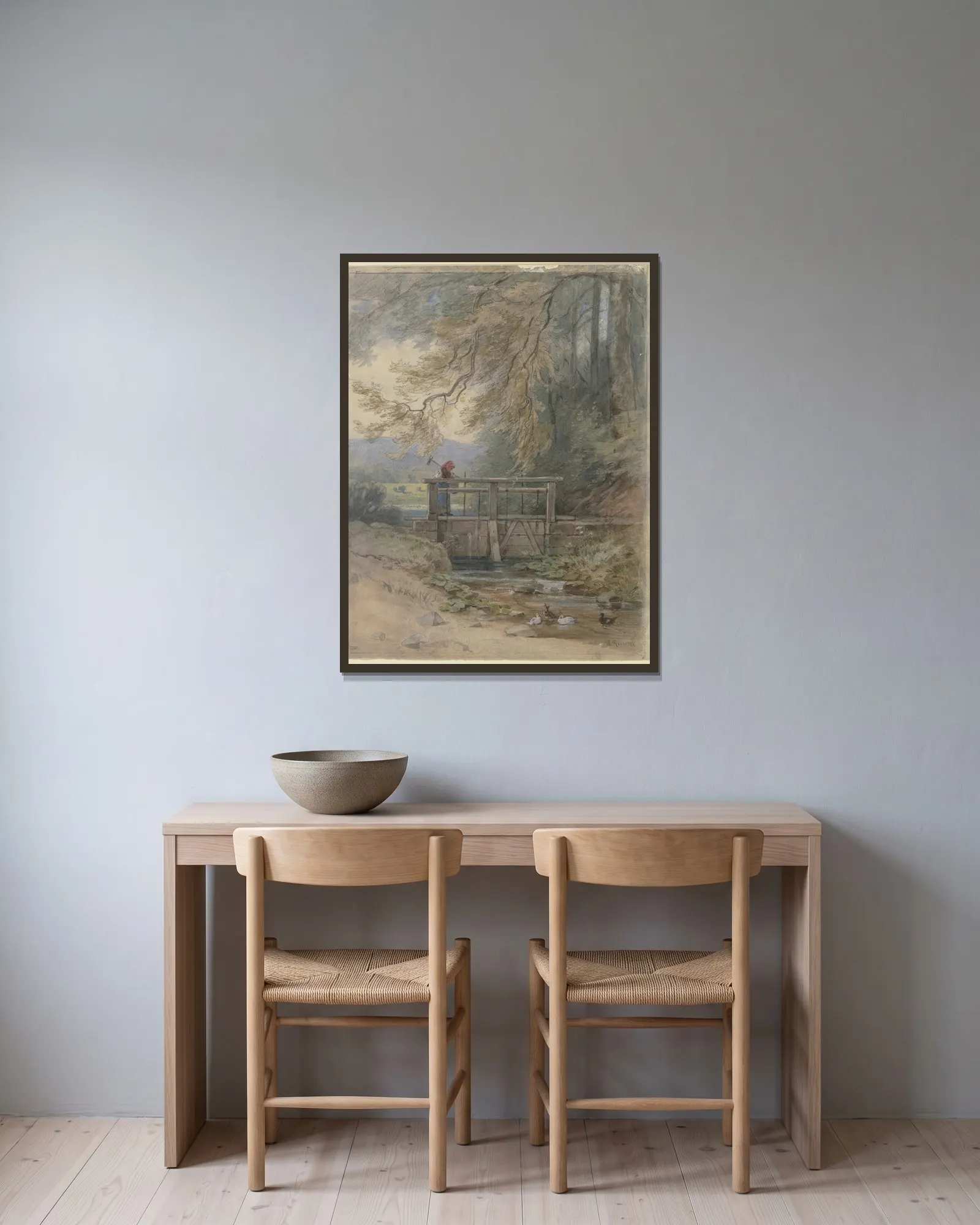Forest landscape with weir av Philipp Rumpf inramad på en vägg