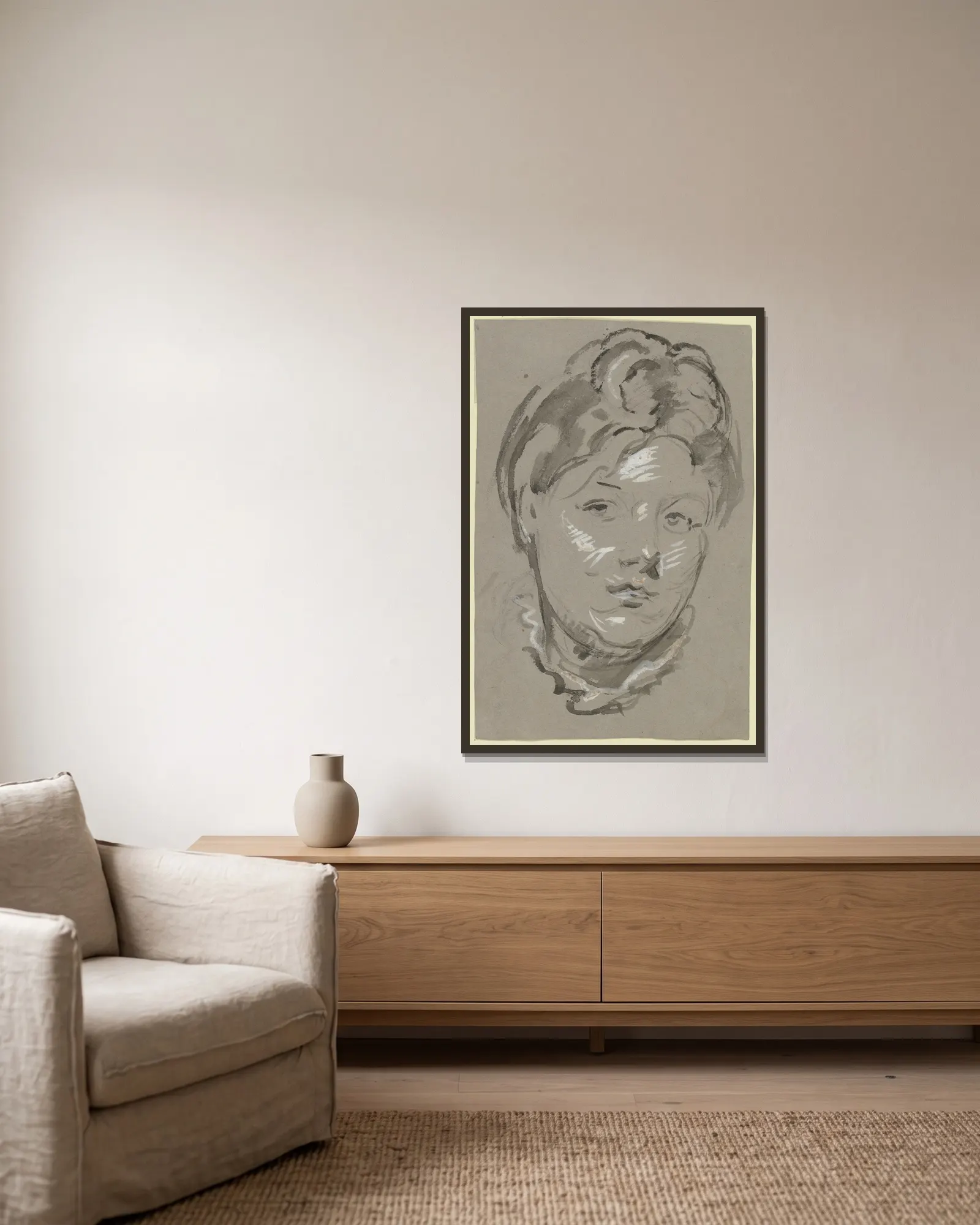 Woman’s head av Philipp Rumpf inramad på en vägg