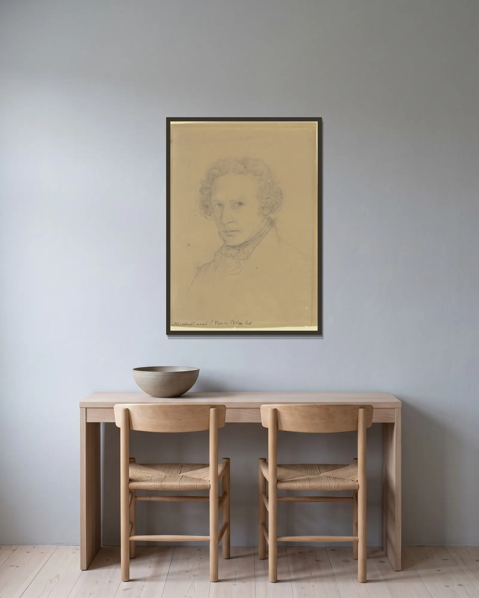 Self-portrait av Philipp Veit inramad på en vägg