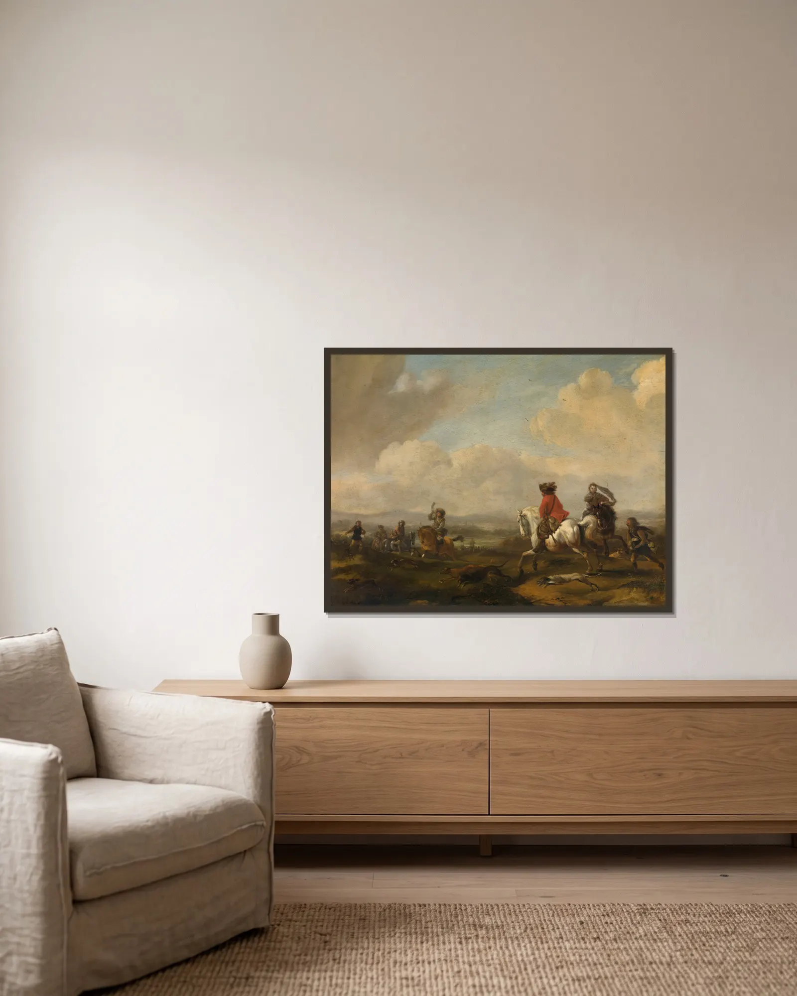 The Drive av Philips Wouwerman inramad på en vägg