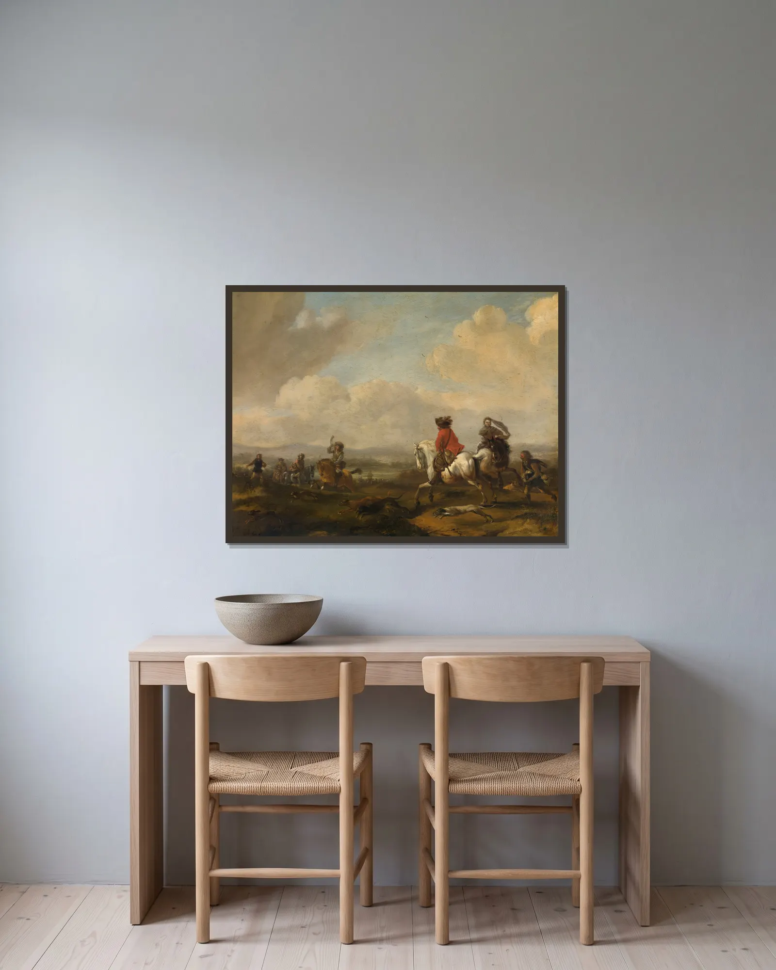 The Drive av Philips Wouwerman inramad på en vägg