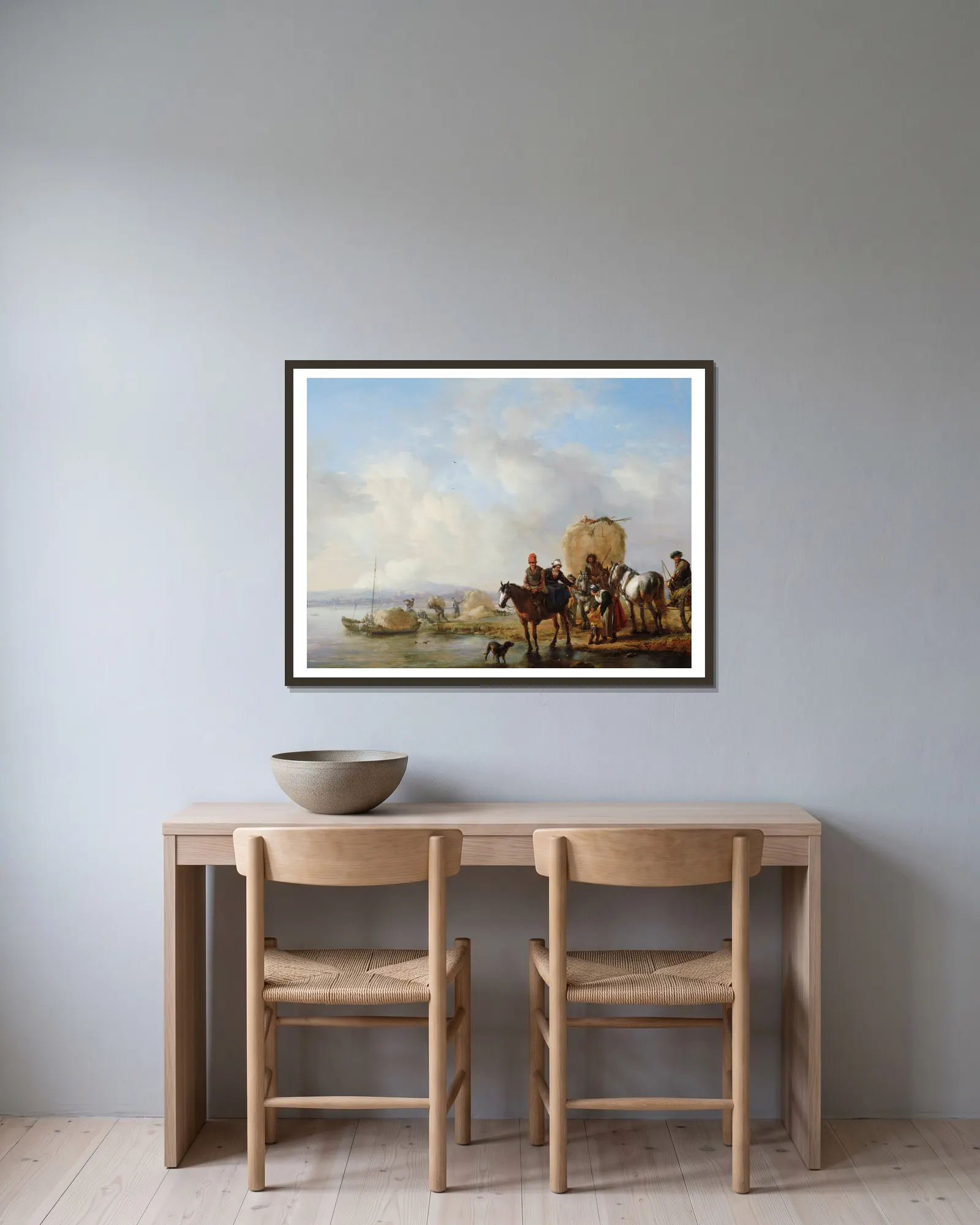 The Hay Wagon av Philips Wouwerman inramad på en vägg