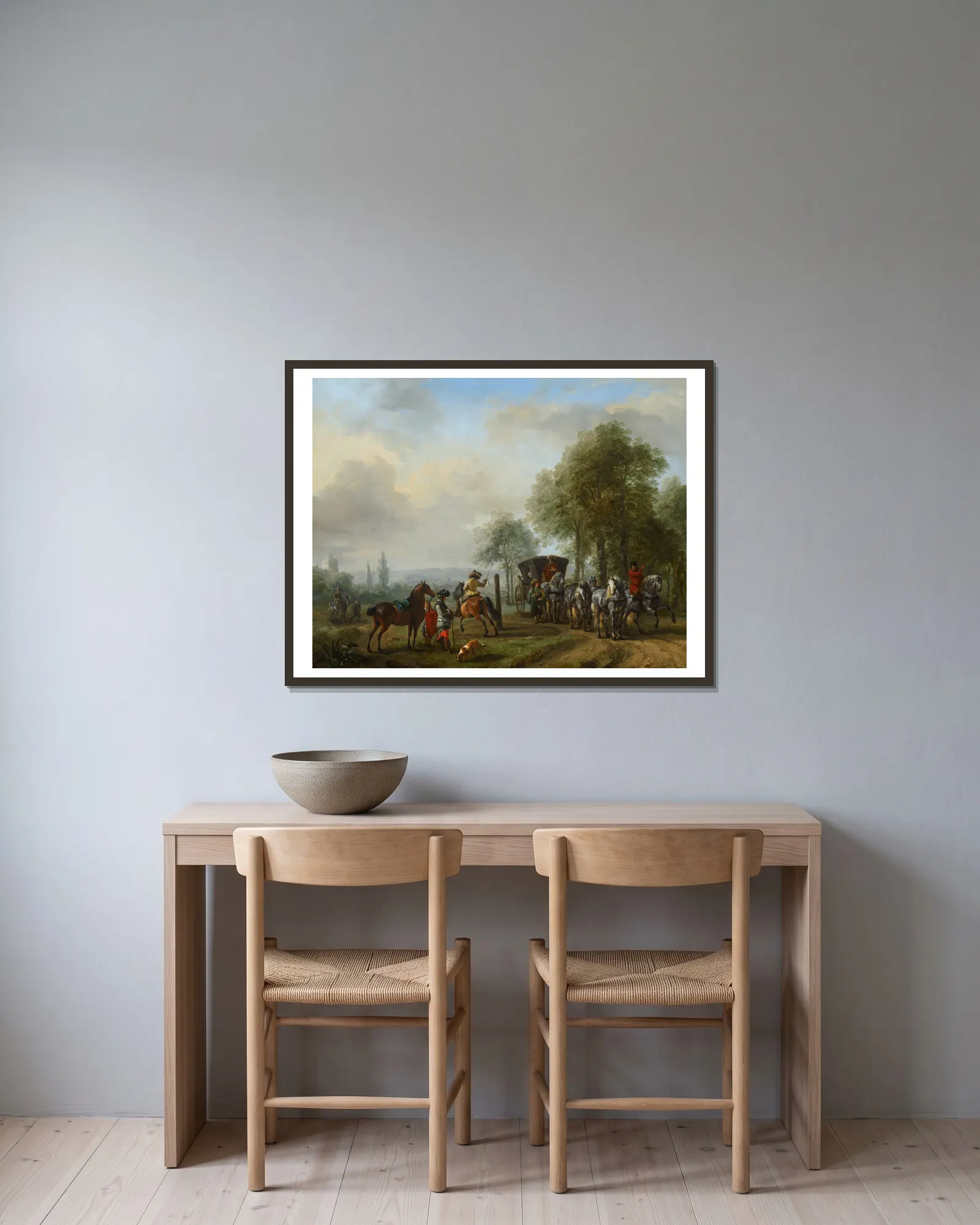 The Riding School av Philips Wouwerman inramad på en vägg